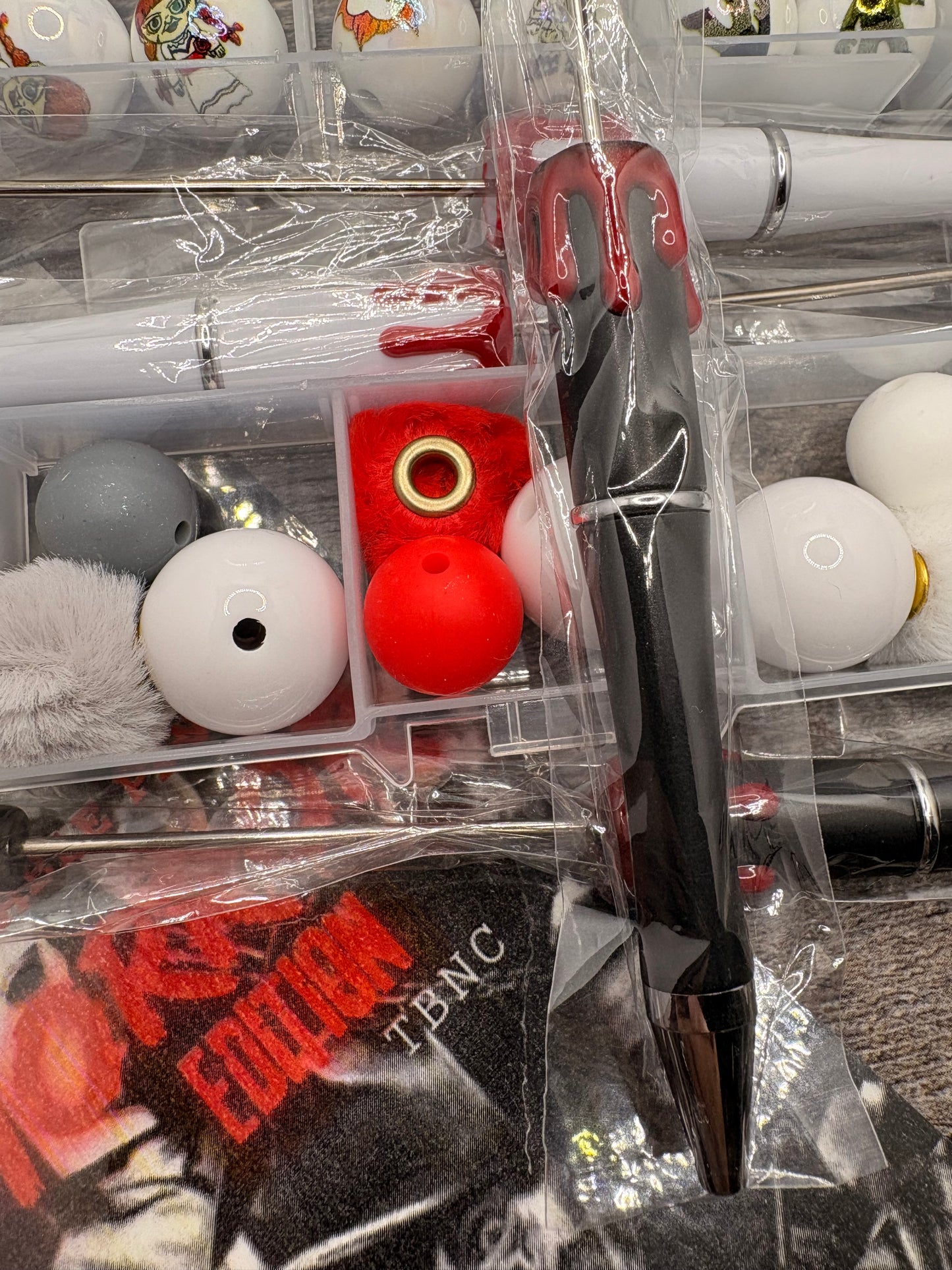 Horror Character diy beaded pen kit, 4 pen set, bead mix, Complete pen kit 30pc per kit