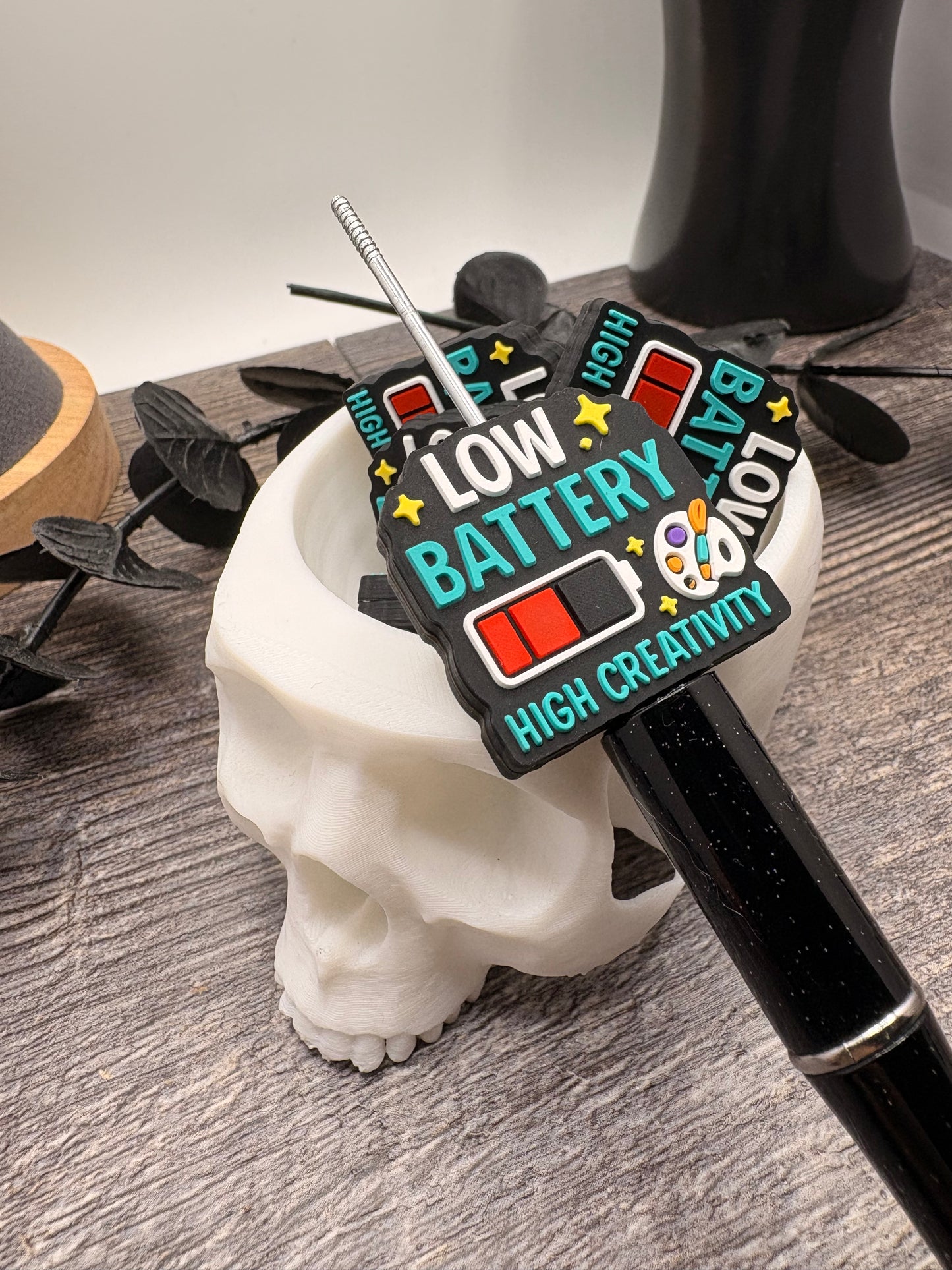 Low Battery Bead, Silicone focal, silicone bead for pens, crafting beads, supply, focal, silicone bead 29.5mm