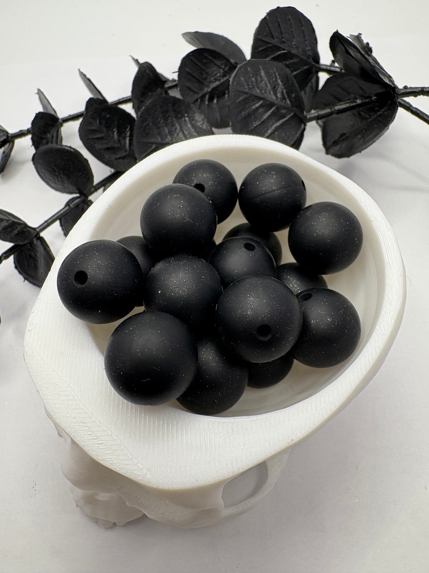 Silicone Black Glitter bead, 15mm beads for pens, beading supplies, beading, pvc silicone beads