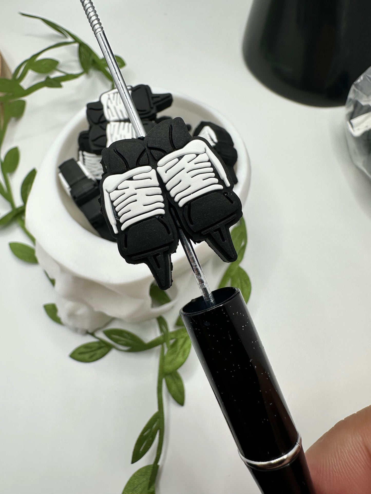 Hockey shoes, bead for pens, crafting beads, supplies, focal, supply bead, silicone focal, 1pc 28mm