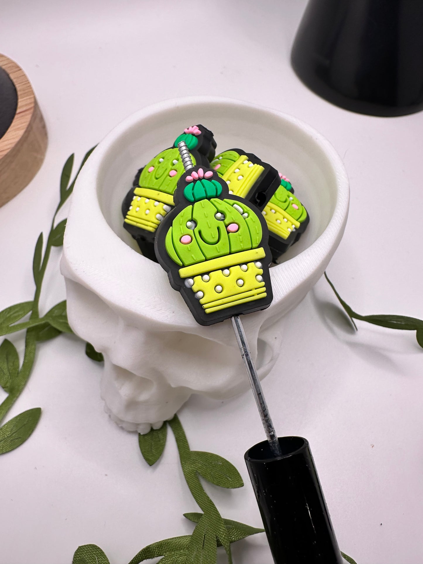 Chunky Cactus focal bead, silicone bead, silicone bead for pens, crafting beads, supplies focal, silicone supply bead 29.5mm