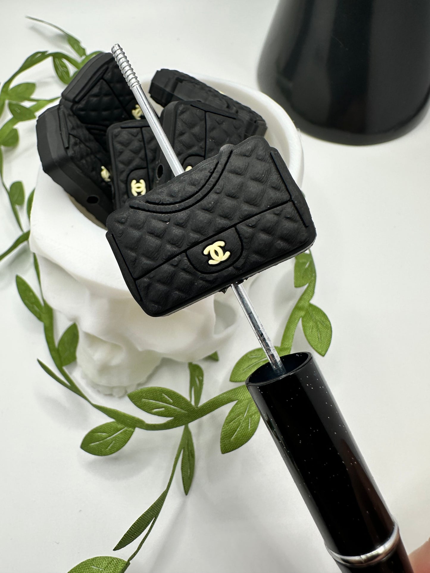 Black fancy clutch bag, Silicone focal bead, silicone bead for pens, crafting beads, supply, focal, silicone supply bead 1pc 20.5mm