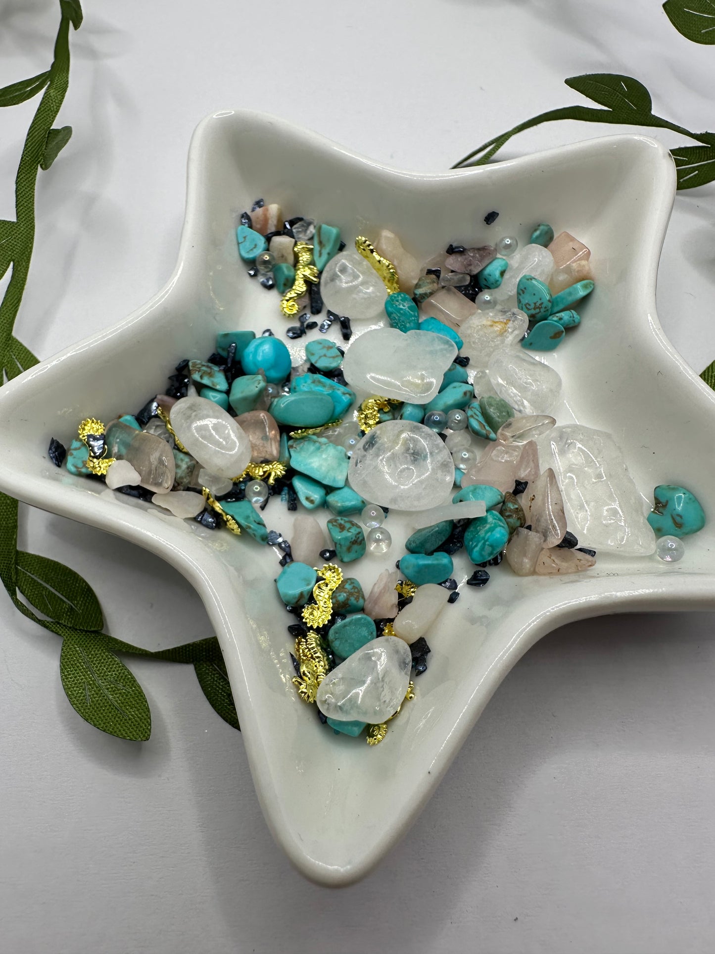 Beach bum filler, gold metal accents, glass chunks, gemstone chips, holo glass, gems crafting, resin supplies, art supply filler .5oz by Wt.