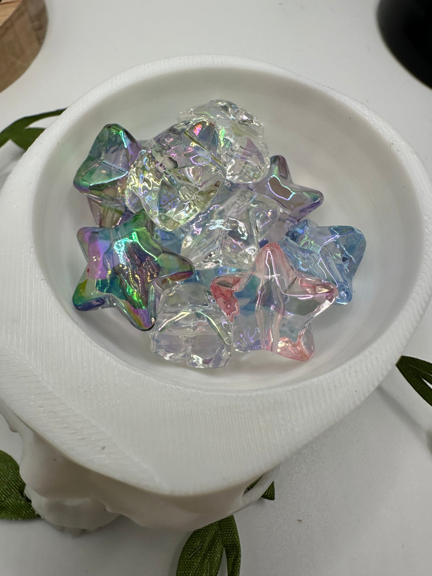 Iridescent multicolor star bead, acrylic 15.5mm beads for pens, beading supplies, beading, 5pc bag
