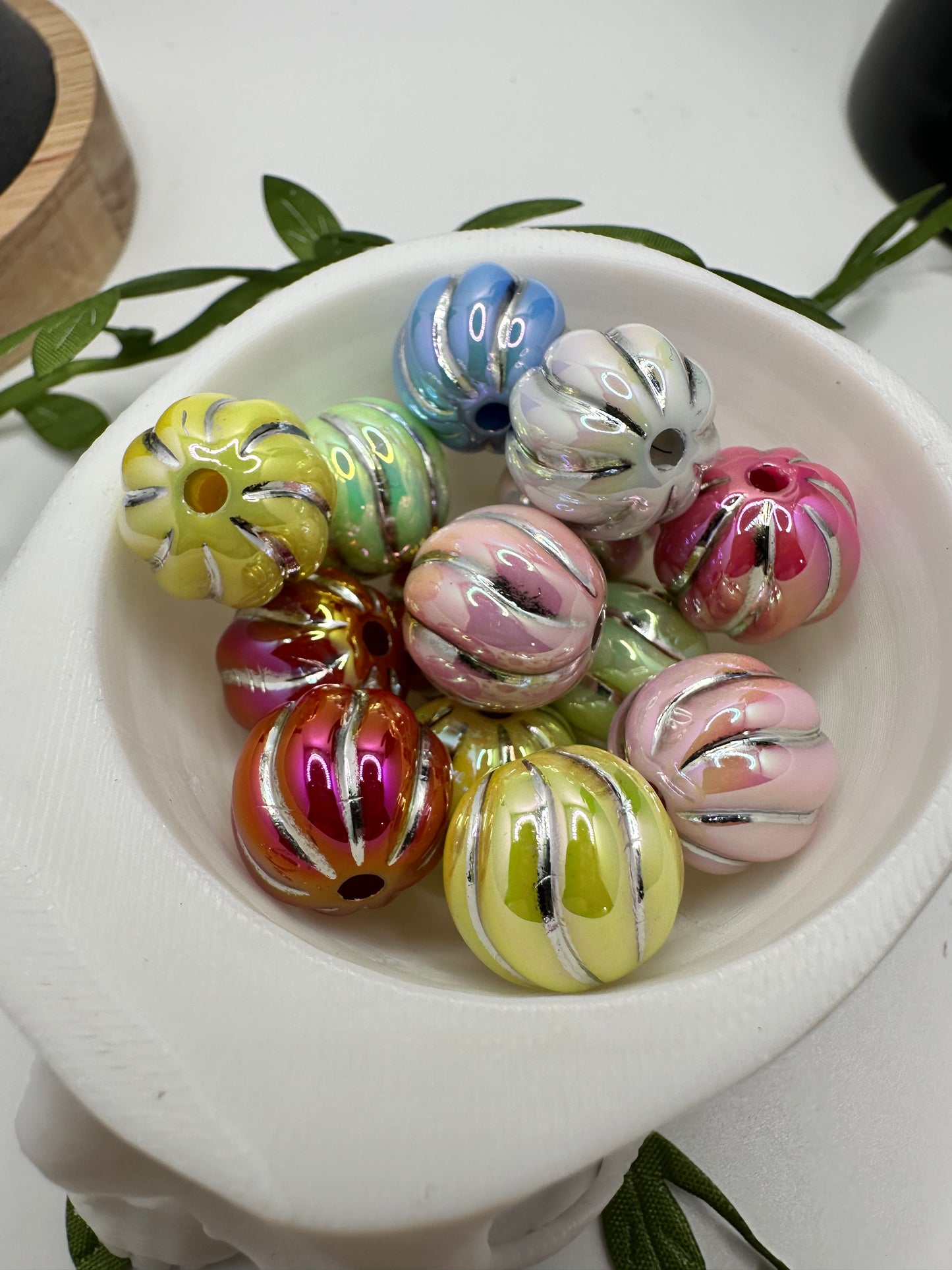 Mixed swirl pumpkin bubblegum bead, acrylic 15.5mm beads for pens, beading supplies, beading, mixed color