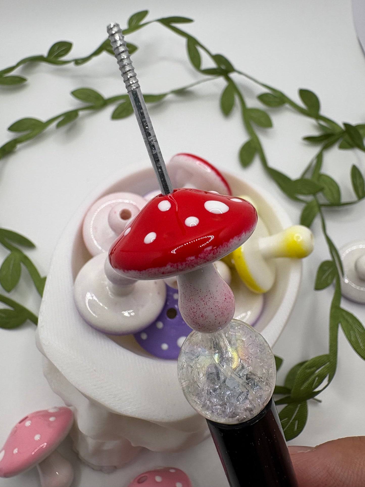 3D acrylic mushrooms, cute mushy bead, beads for pens, woodland mushroom, focal bead, crafting bead 22.5mm
