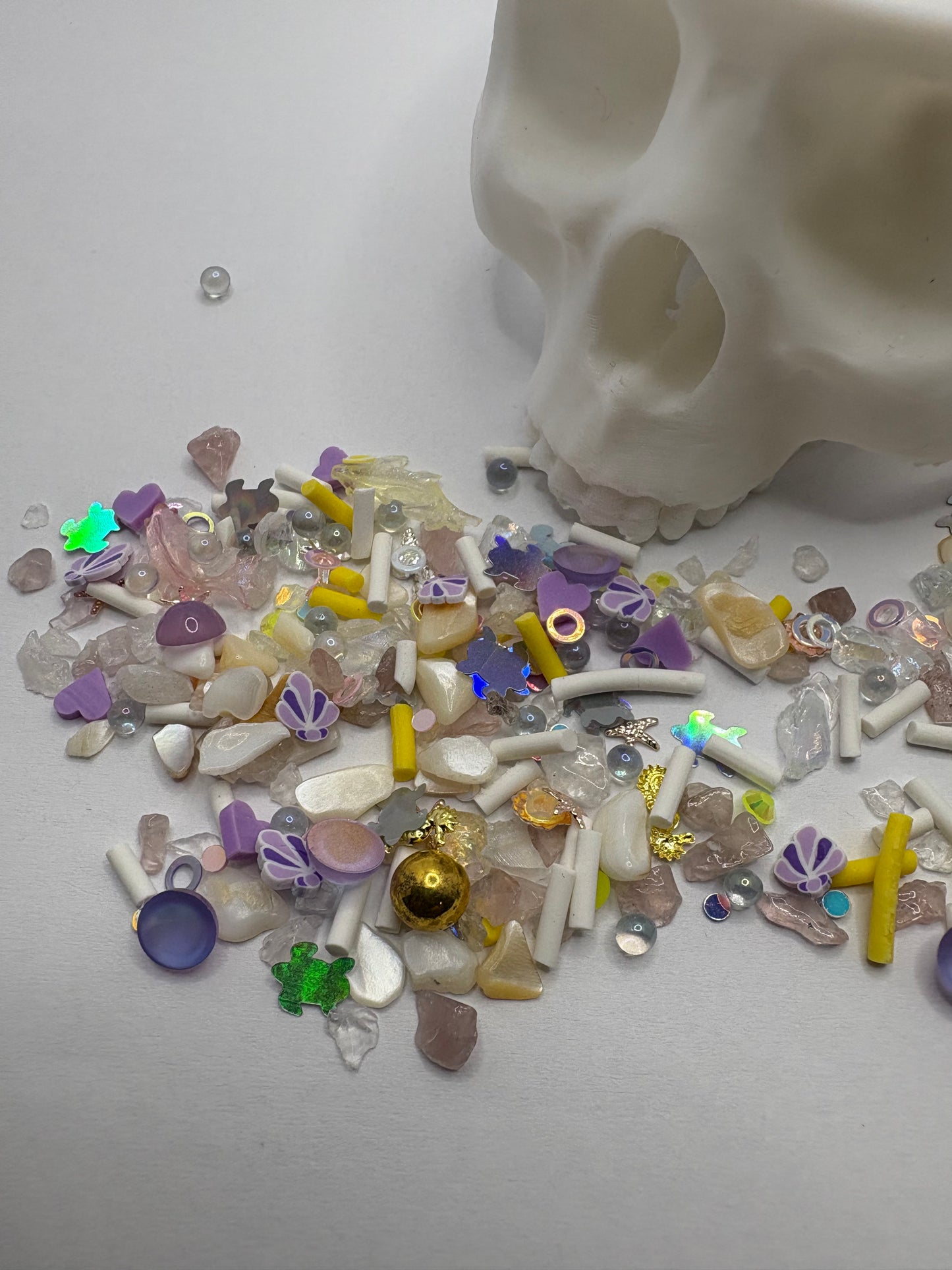 Ariel's Hourglass, Mixed glass chunks, holo glass, resin fish, clay slices, resin supplies, shaker fillers resin crafting 1oz wt.