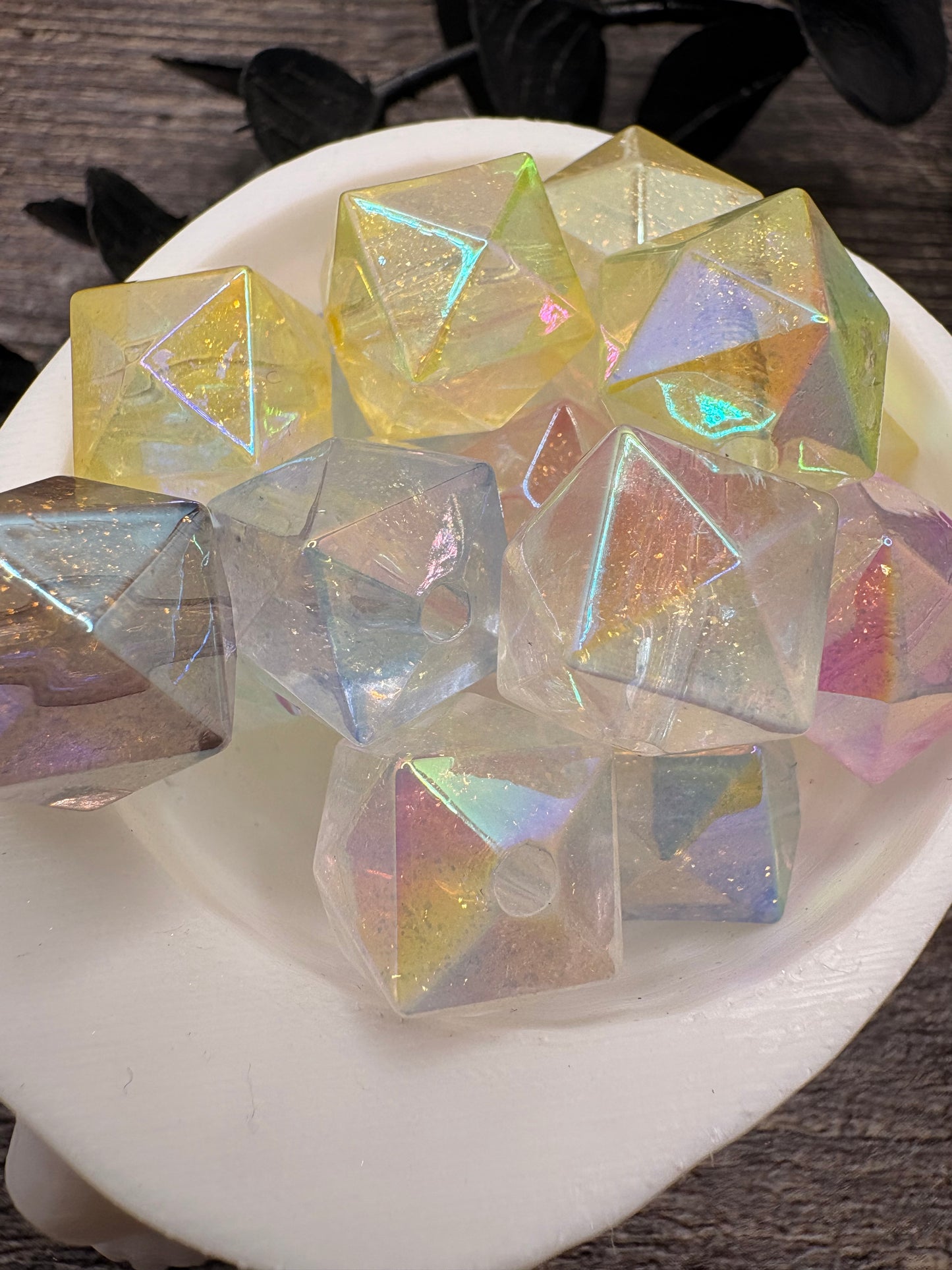 Dbl Hex IR Opal Shimmer bead, acrylic 15.5mm beads for pens, beading supplies, acrylic beads