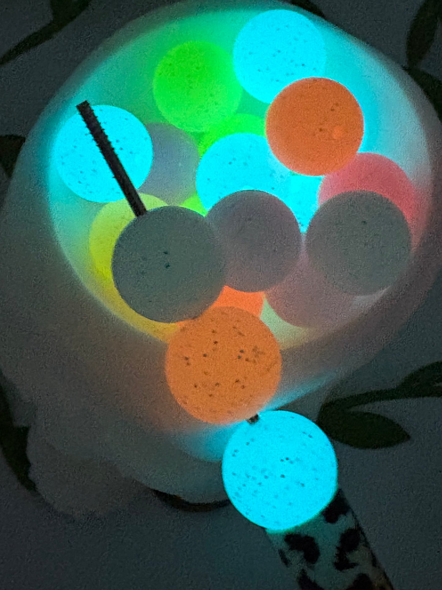 Silicone mix Glow beads, 15mm beads for pens, beading supplies, beading, 5pc glow bead