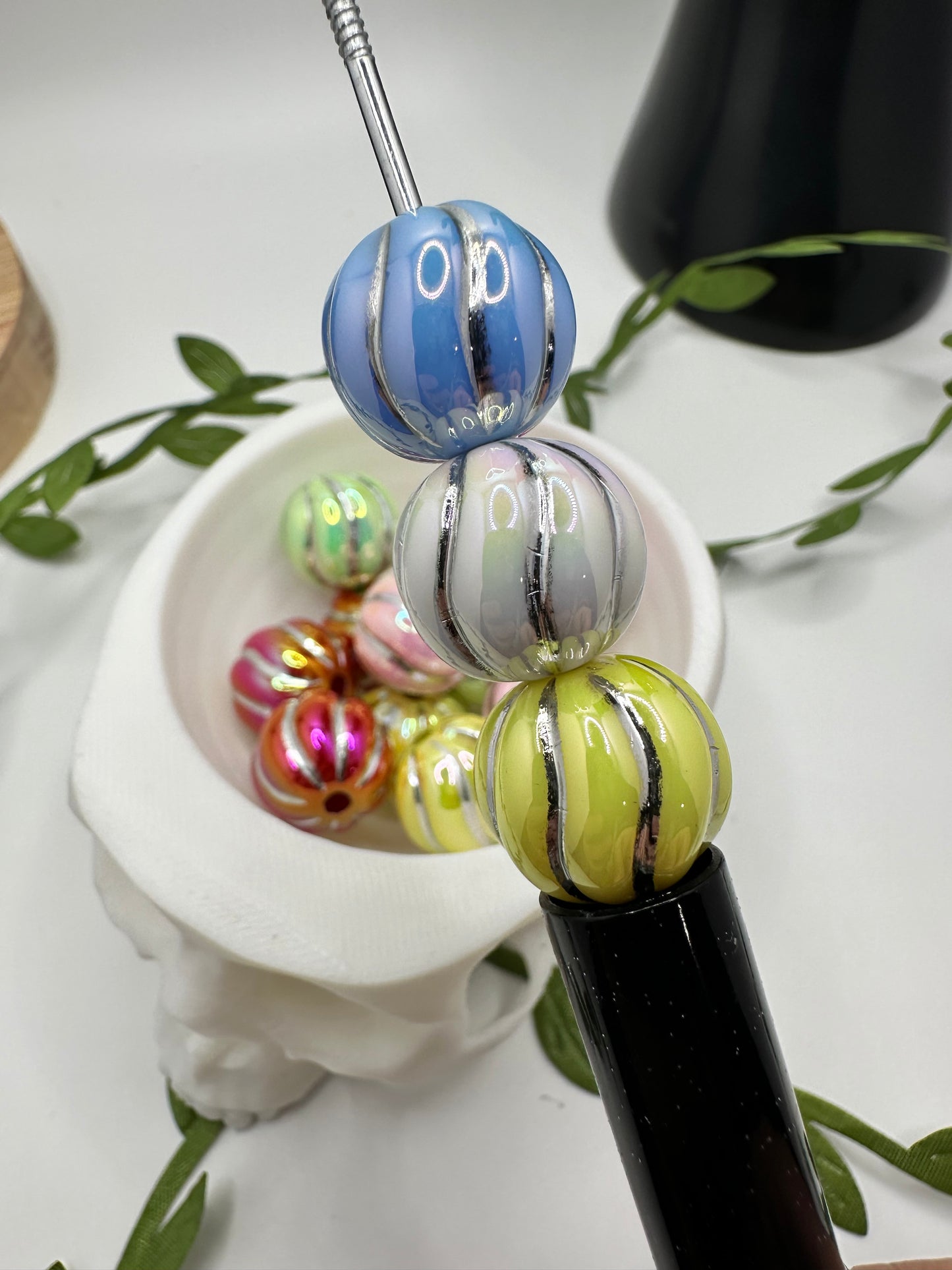 Mixed swirl pumpkin bubblegum bead, acrylic 15.5mm beads for pens, beading supplies, beading, mixed color