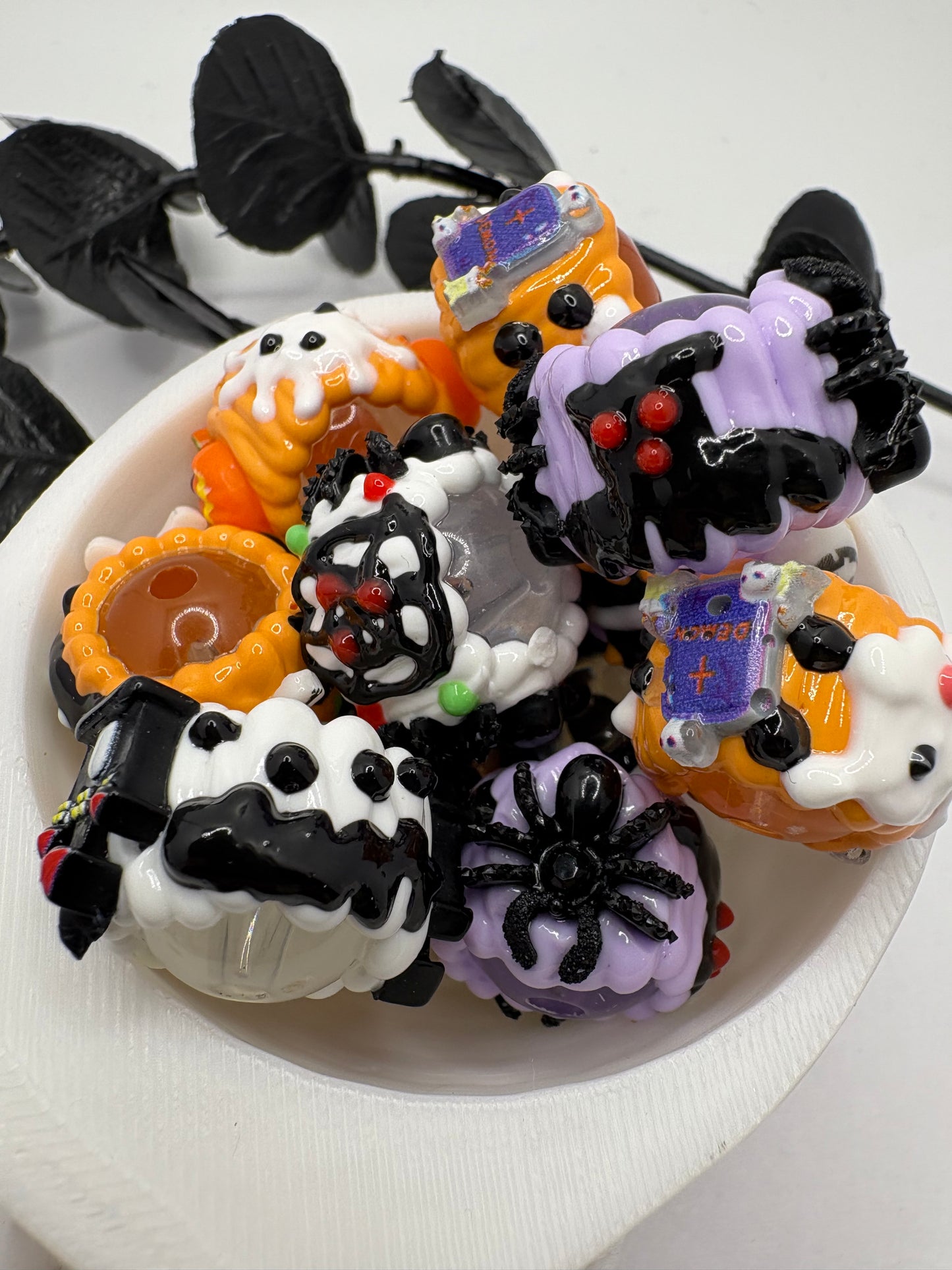 Halloween deco beads, acrylic 15mm beads for pens, beading supplies, mixed color 5pc