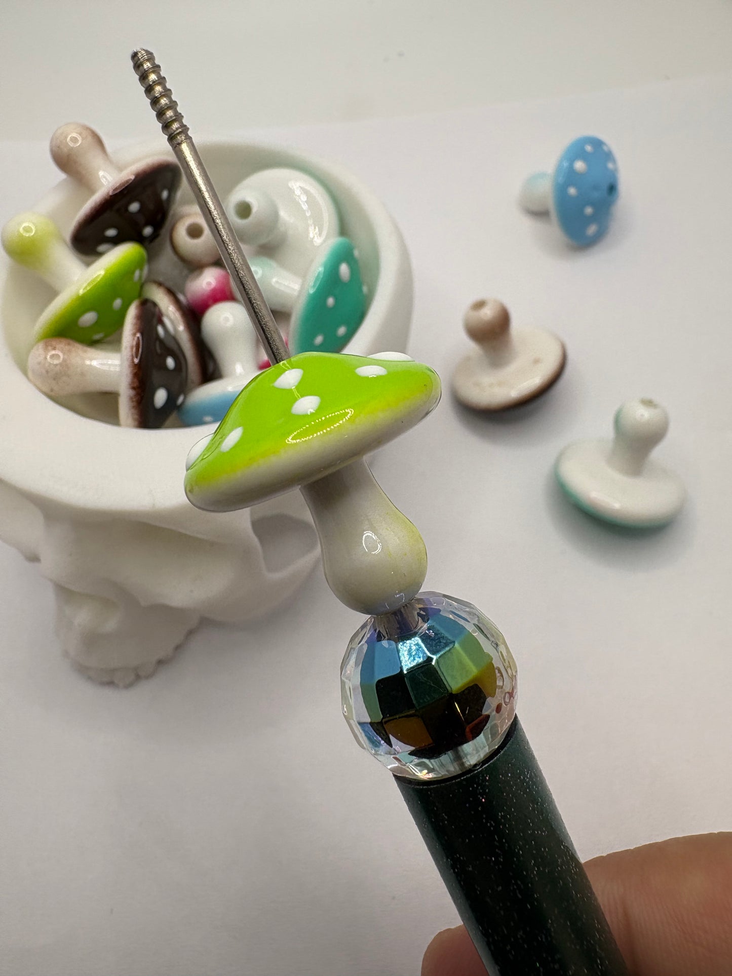 3D acrylic mushrooms, cute mushy bead, beads for pens, woodland mushroom, focal bead, crafting bead 22.5mm