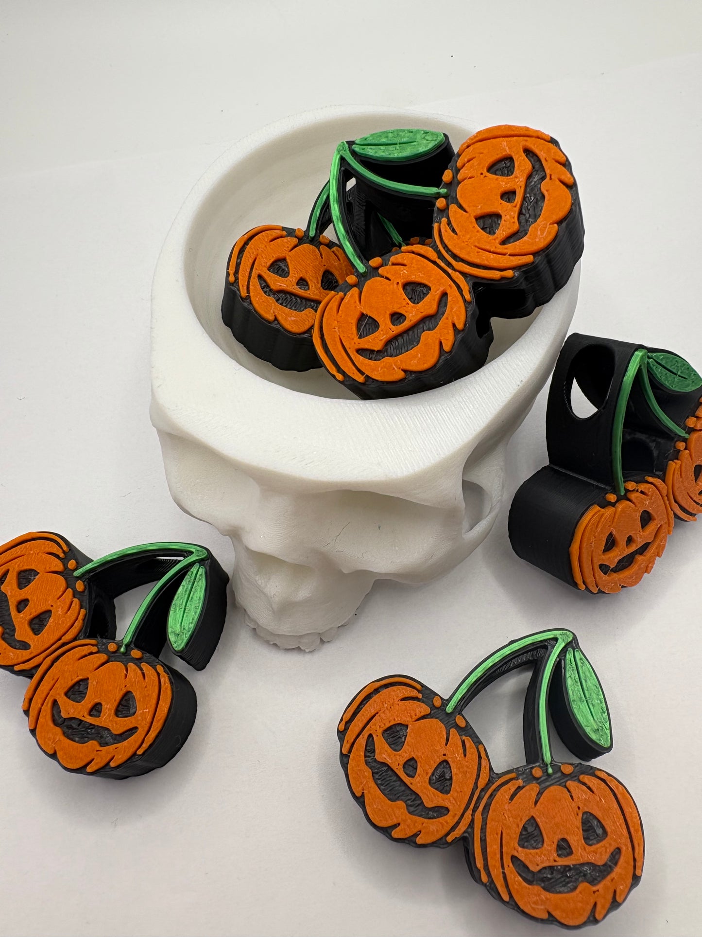 Pumpkin Cherries Straw topper beads, straw accessory, bead supplies, keychain beads, big bead, single side printed 1.5in