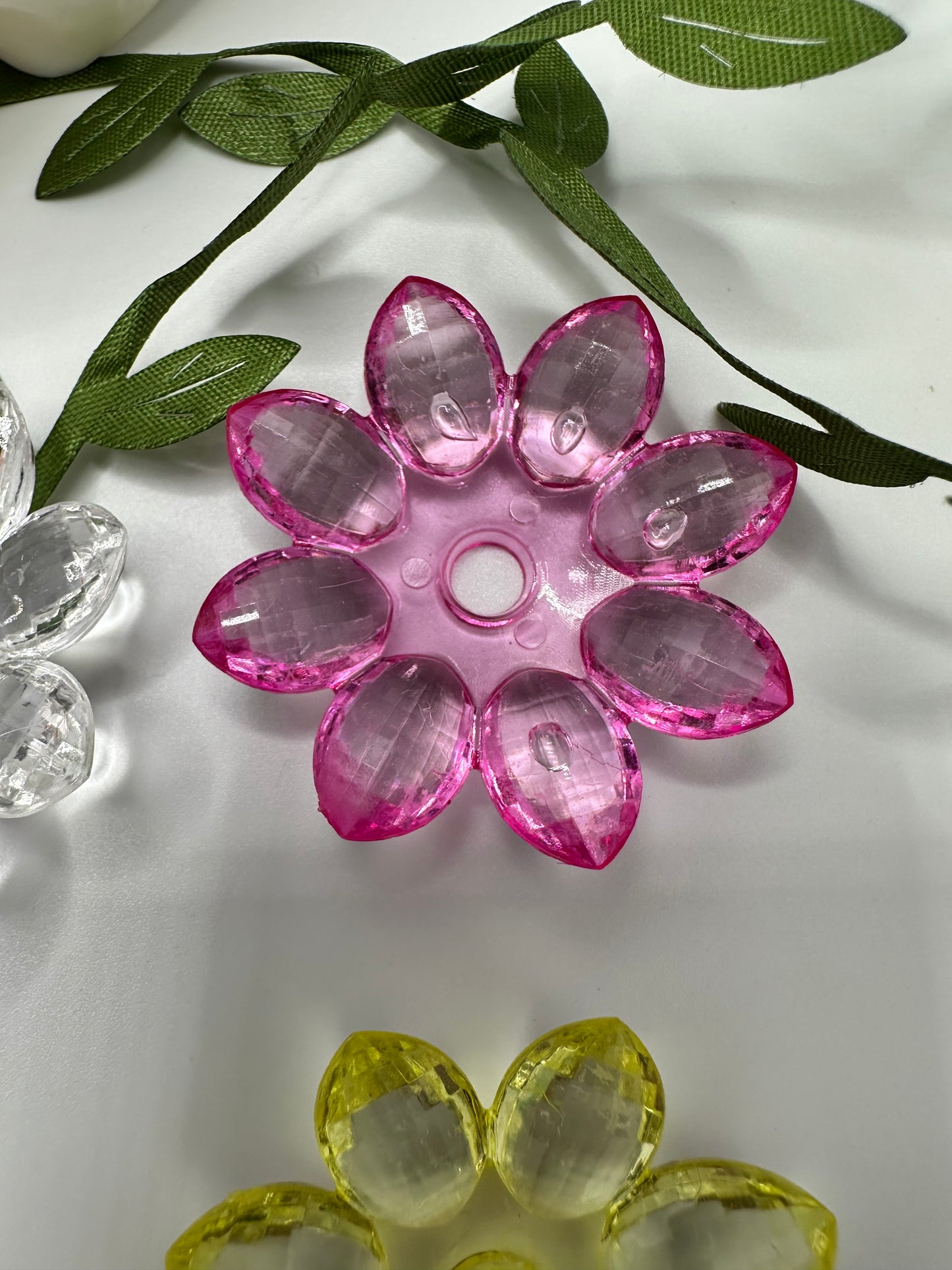 Big Flower bead, acrylic 39mm beads for pens, beading supplies, beading, 2pc flower set