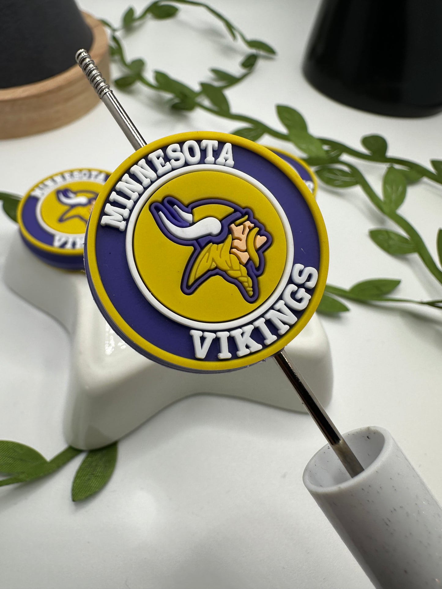 Vikings Football Bead, team Silicone focal bead silicone bead for pens, crafting beads silicone supply bead 30mm