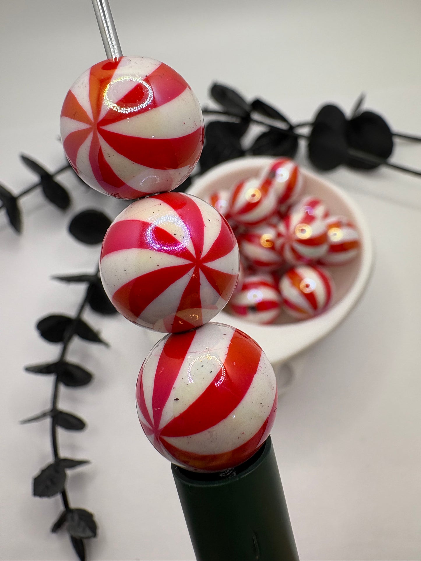 Striped Halloween bubblegum bead, acrylic 15.5mm beads for pens, beading supplies, beading, striped 5pc