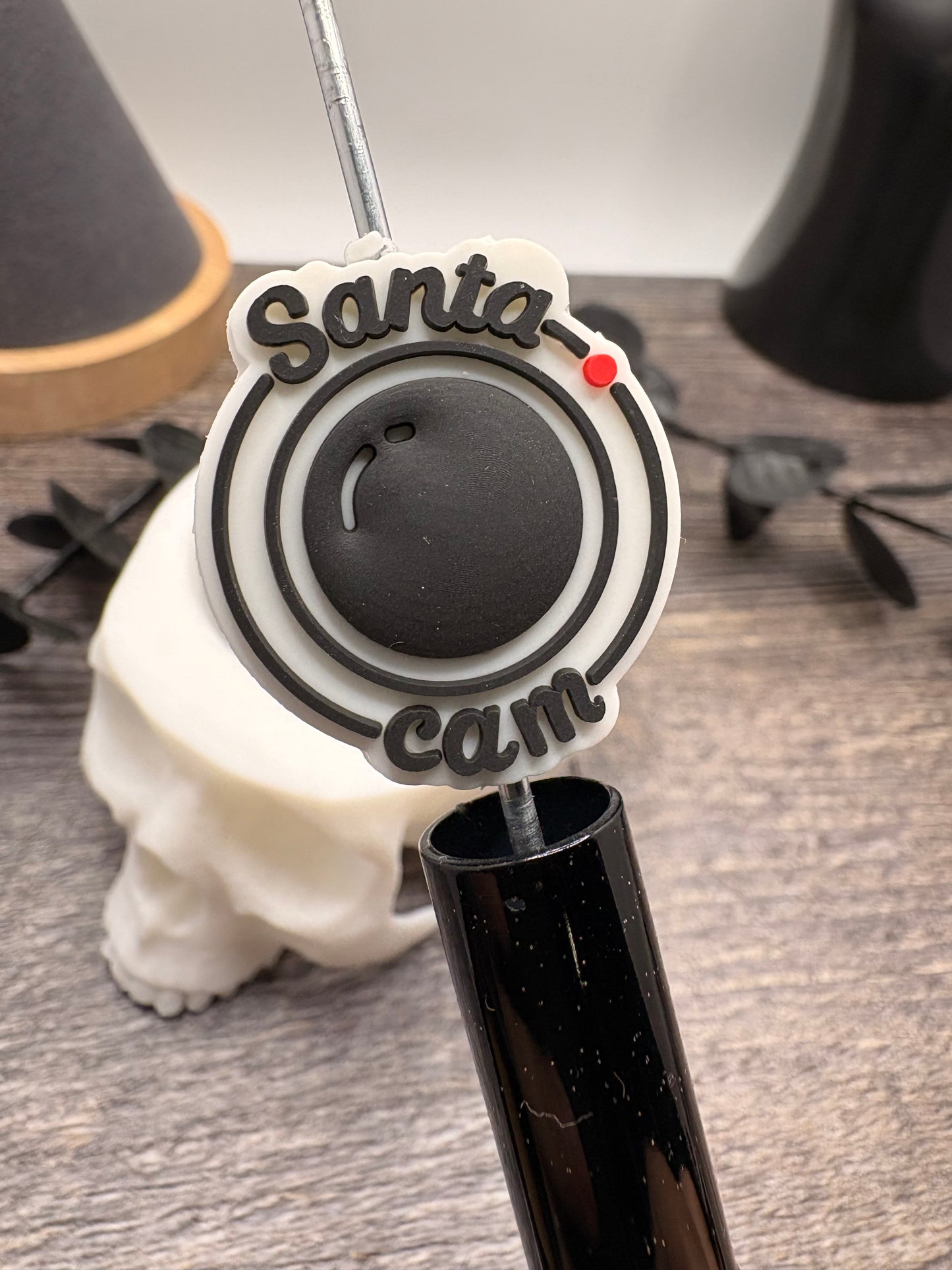 Holiday Camera Bead, Silicone focal, silicone bead for pens, crafting beads, supply, focal, 30mm