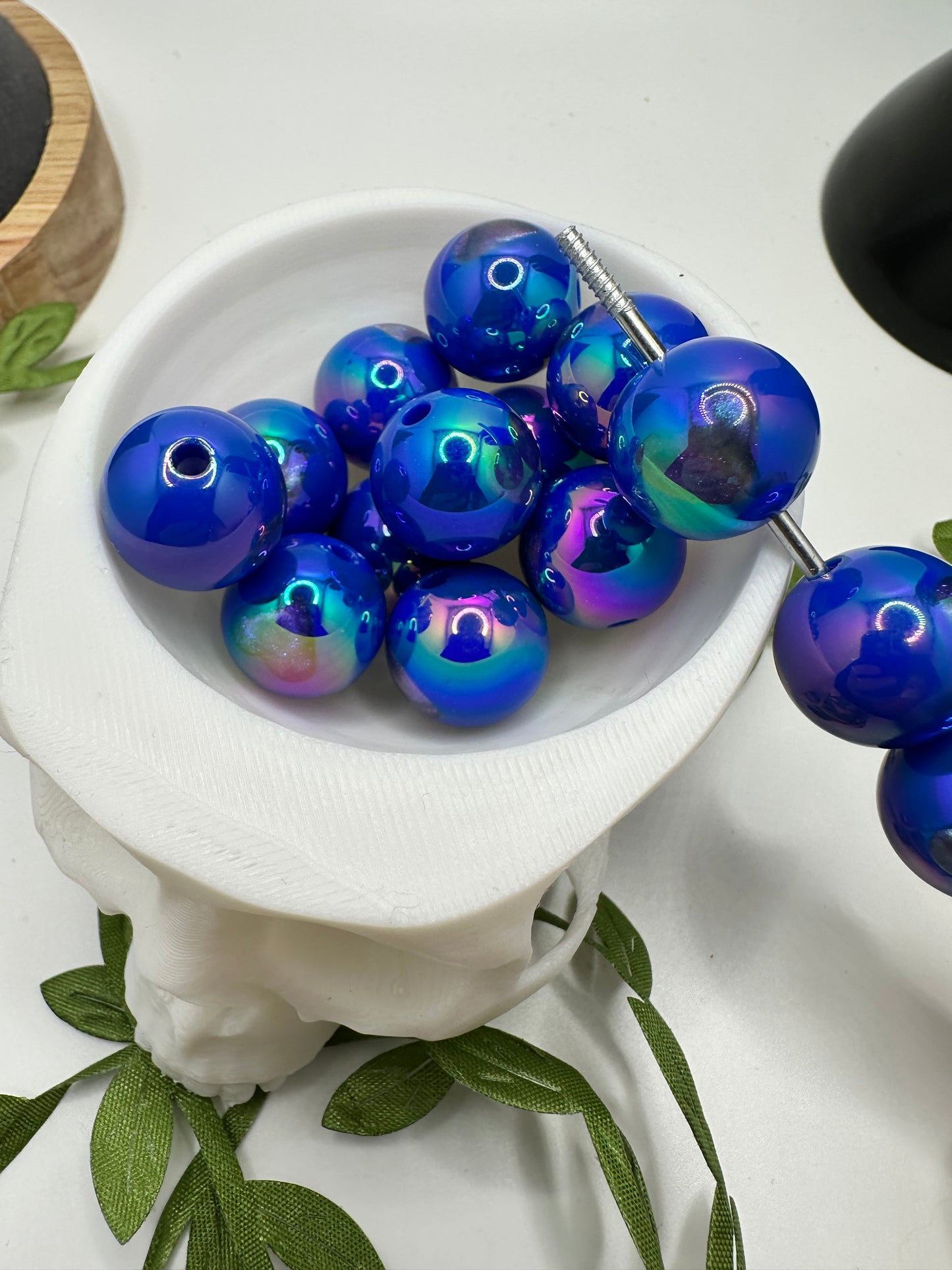 Blue Glitter heart bead bubblegum bead, acrylic 15.5mm beads for pens, beading supplies, beading, heart accent bead