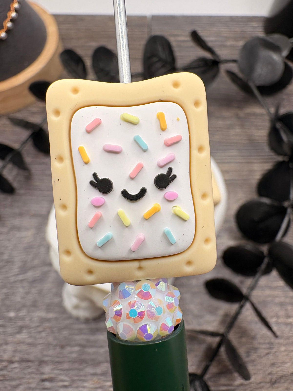 Breakfast Tart bead, Silicone focal, silicone bead for pens, crafting beads, supply focal, 29.2mm, 1pc