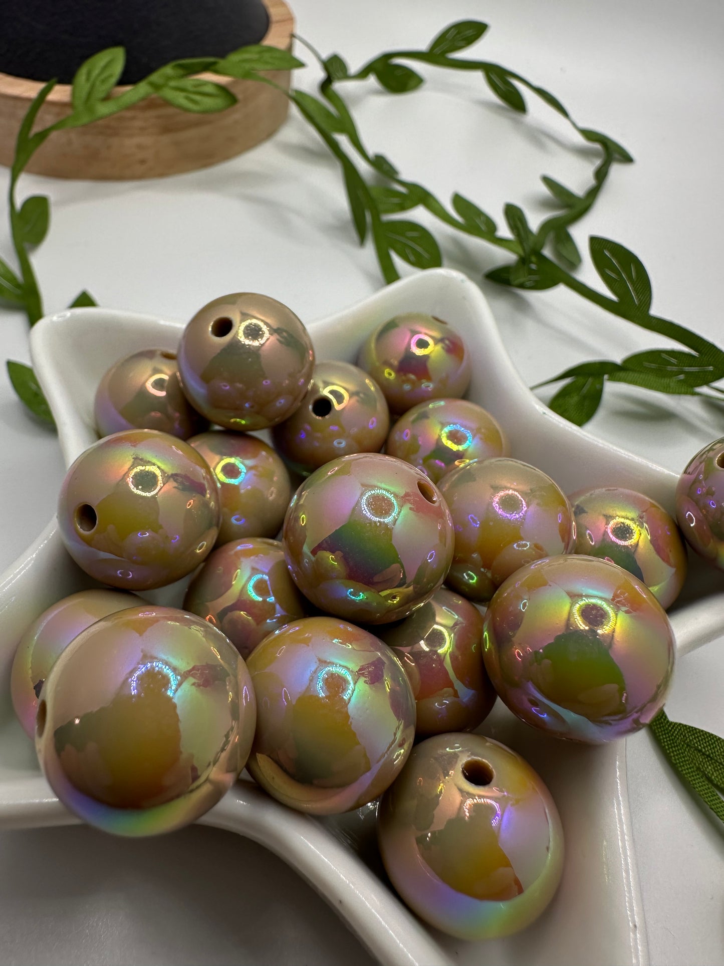 Beach Sand, acrylic 16mm beads for pens, beading supplies, bubblegum beads, holo beads, beading, tan holo acrylic bead