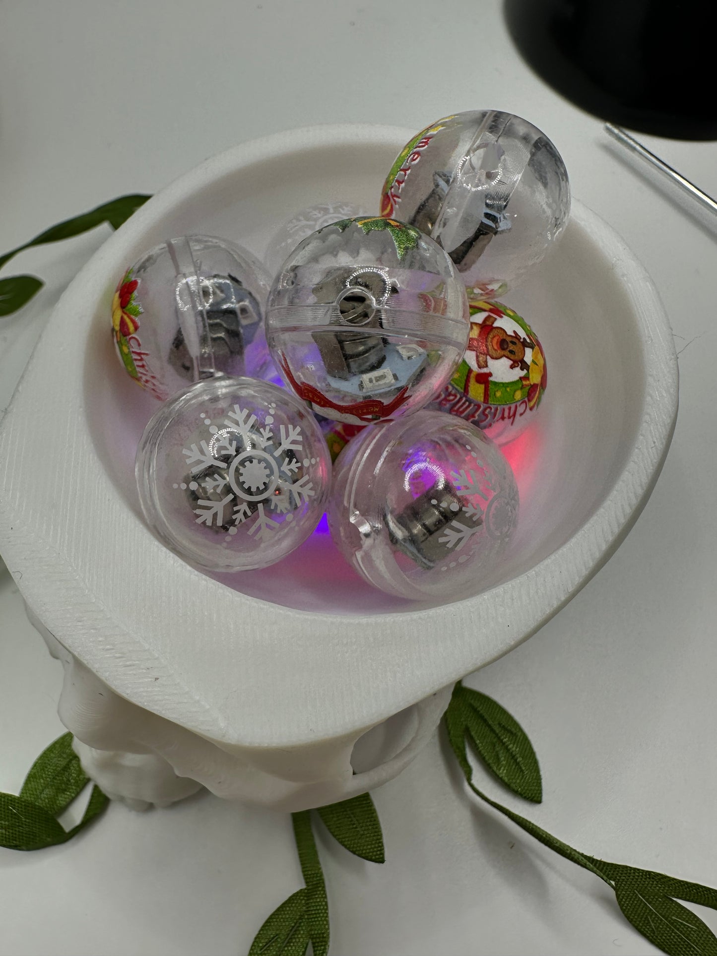 Light-up Christmas bubblegum bead, acrylic 20mm beads for pens, beading supplies, beading, lights up