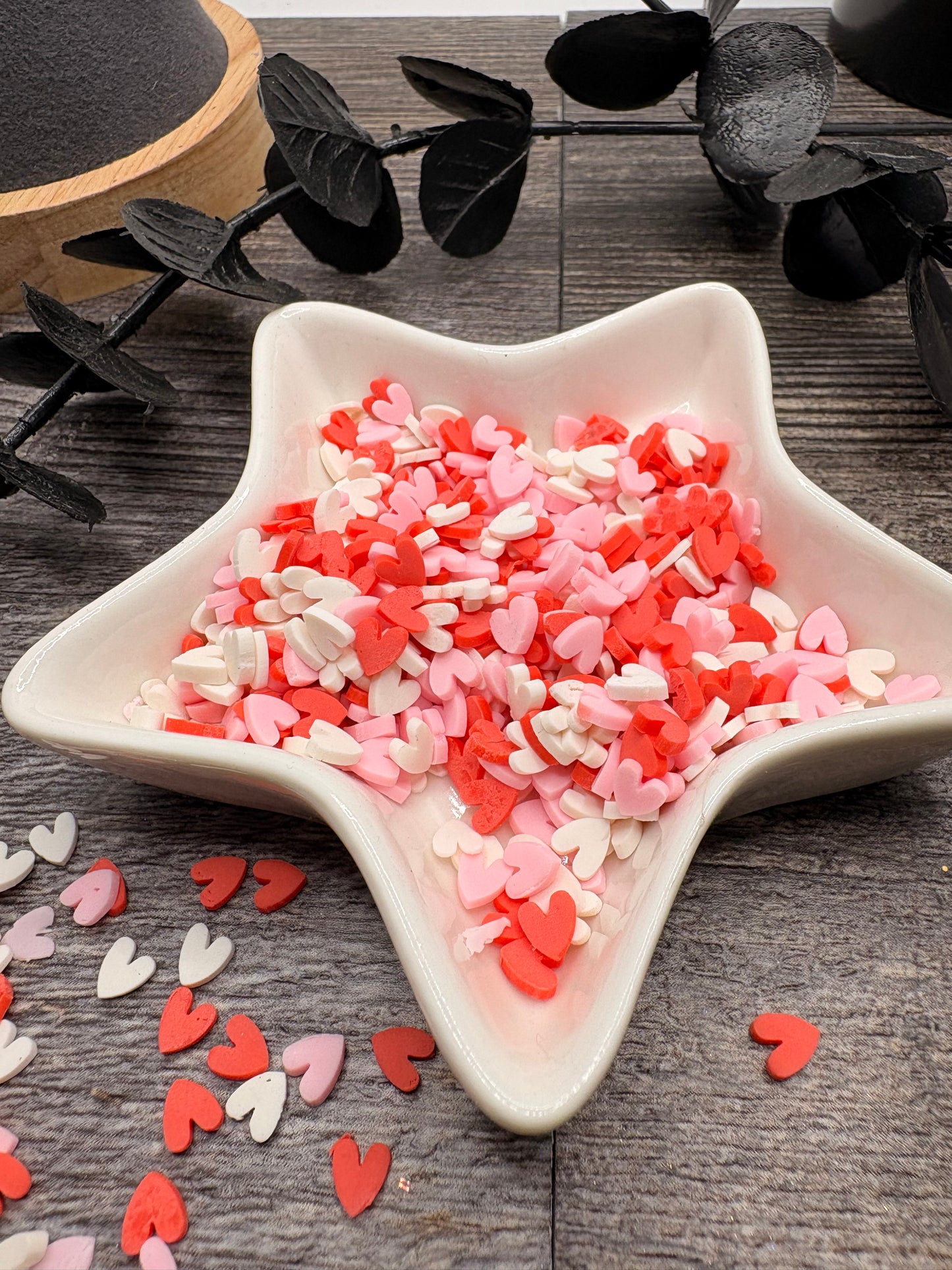 Clay Heart Slice: Red, White and Pink Filler pieces, .5oz Wt.