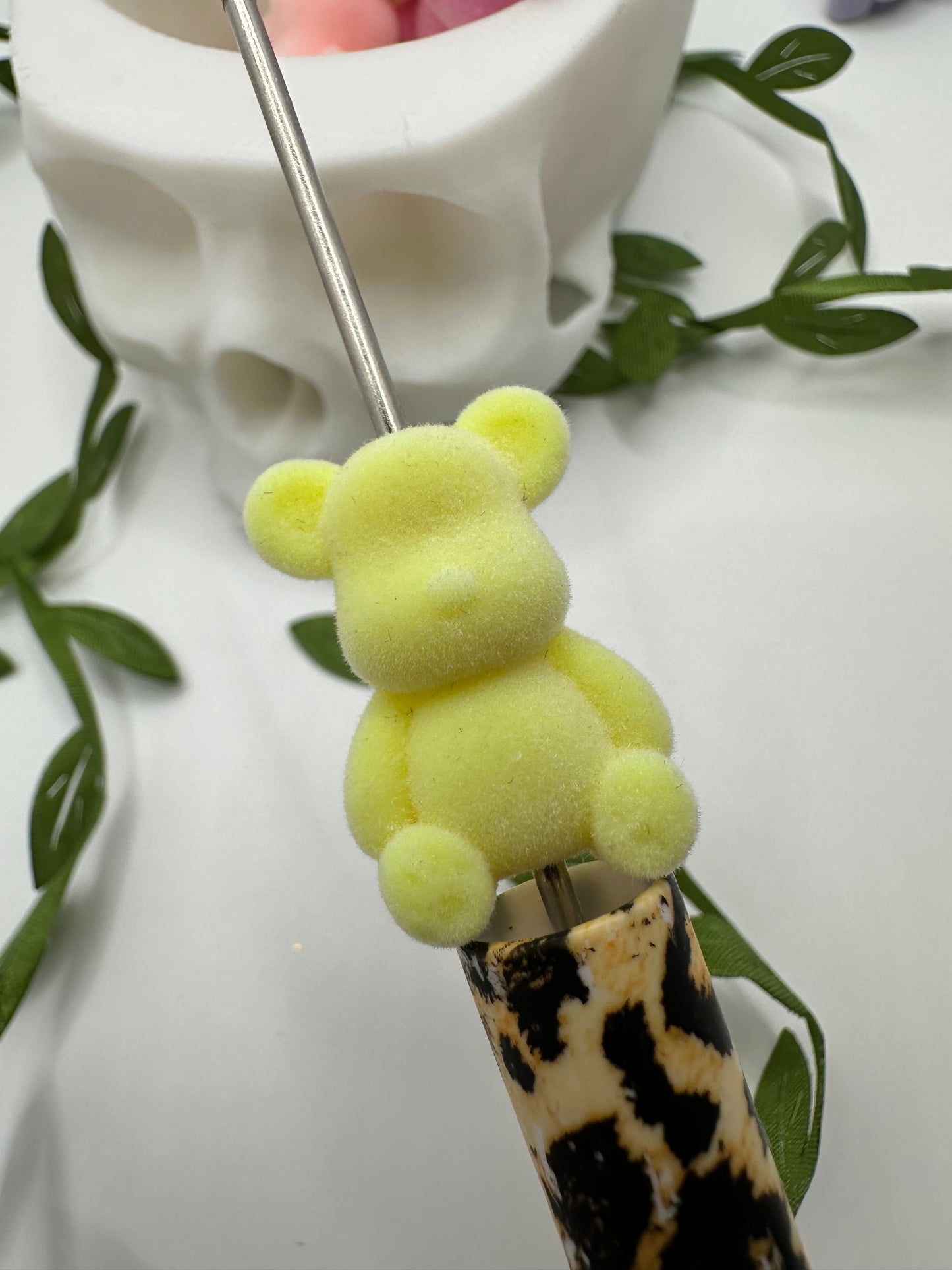 Fur Bear beads, acrylic fur beads for pens, beading supplies, beading, 1pc, 26mm