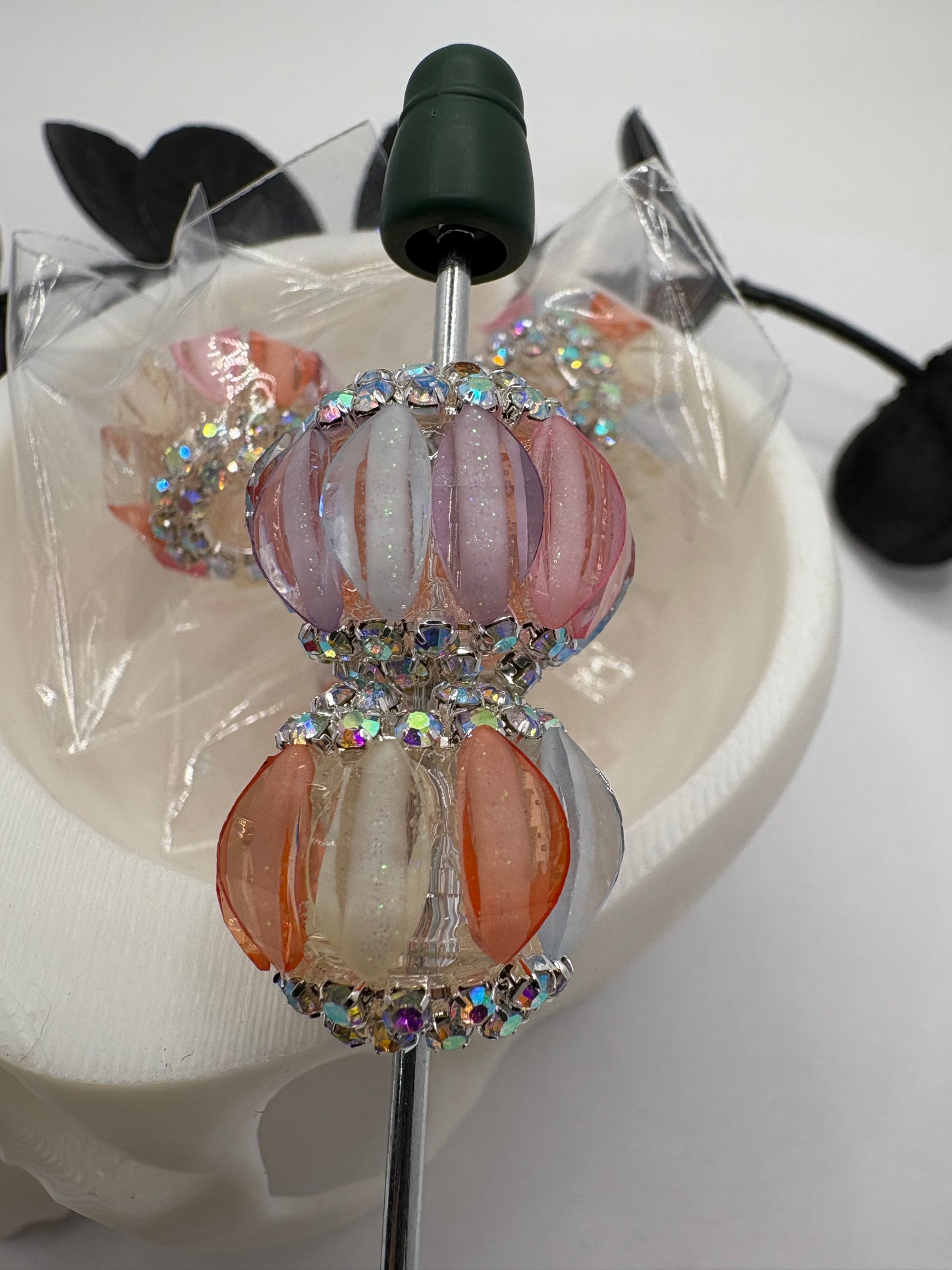 Glass multicolored fancy rhinestone Beads, 22mm beads for pens, beading supplies, beading, 1pc