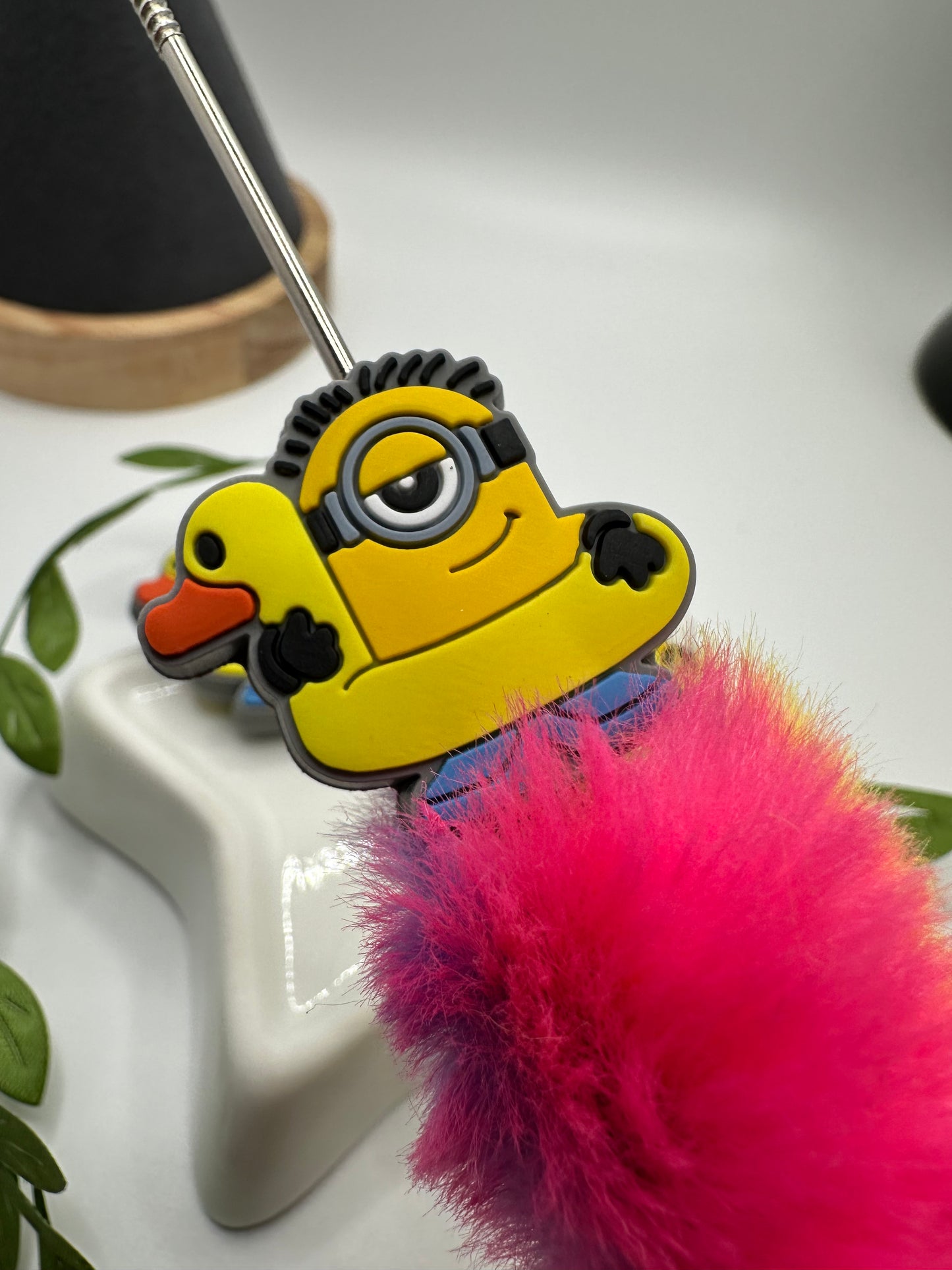 Minion floaty bead for pens, crafting beads, supplies, focal, silicone bead, silicone focal for beadable items, beadable supplies 1pc 27.5mm