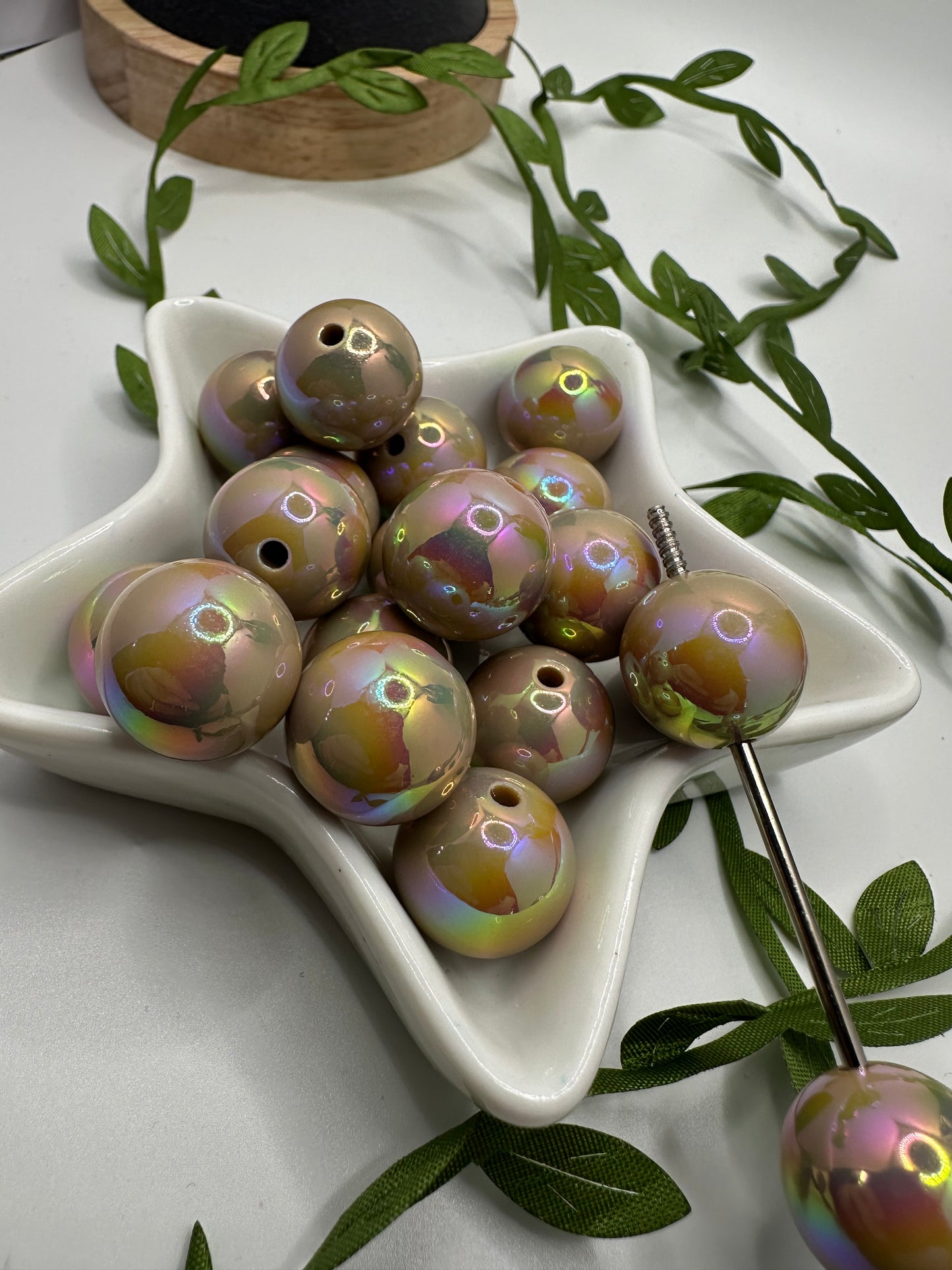 Beach Sand, acrylic 16mm beads for pens, beading supplies, bubblegum beads, holo beads, beading, tan holo acrylic bead