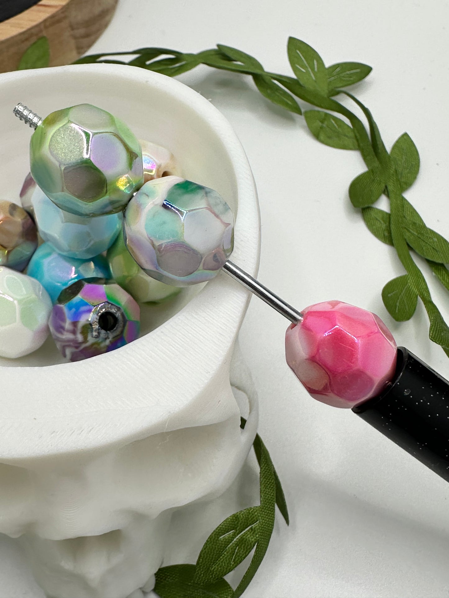 Textured Marble round bubblegum bead, acrylic 15mm beads for pens, beading supplies, beading, multicolored beads