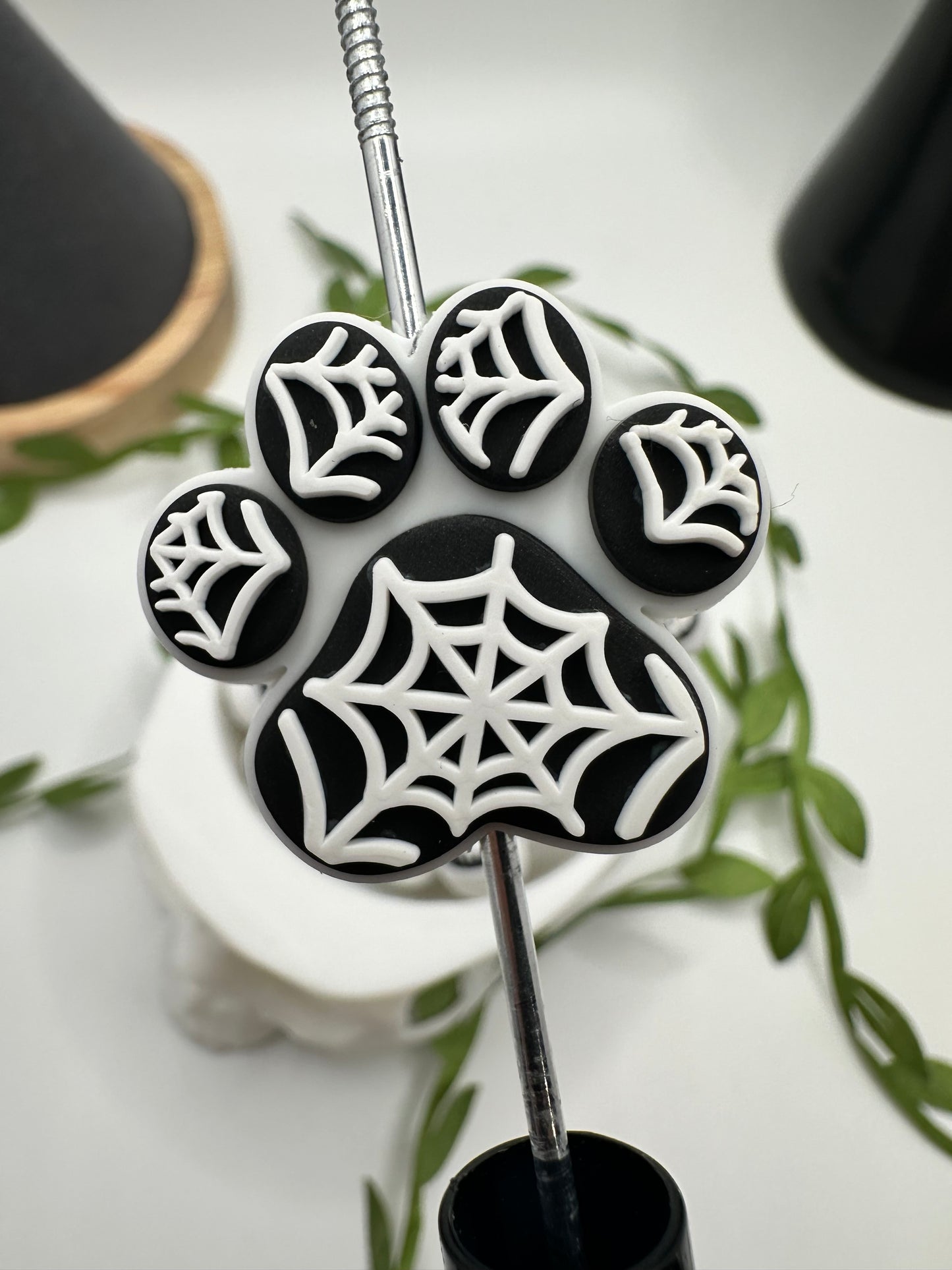 Spiderweb paw print, bead for pens, crafting beads, supplies, focal, supply bead, silicone focal beadable items, 1pc 26.5mm