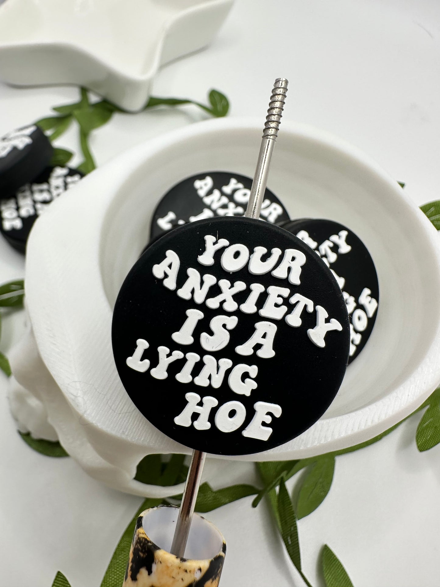 Anxiety funny bead, bead for pens, crafting beads, supplies, focal, supply bead, silicone focal beadable items, 1pc, 25mm