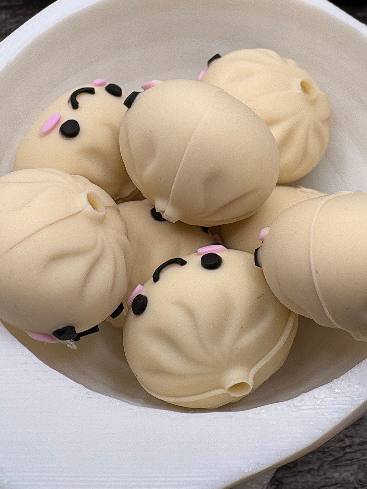 Dumpling 3d, cute silicone bead, beads for pens, focal bead, 23mm, 1pc