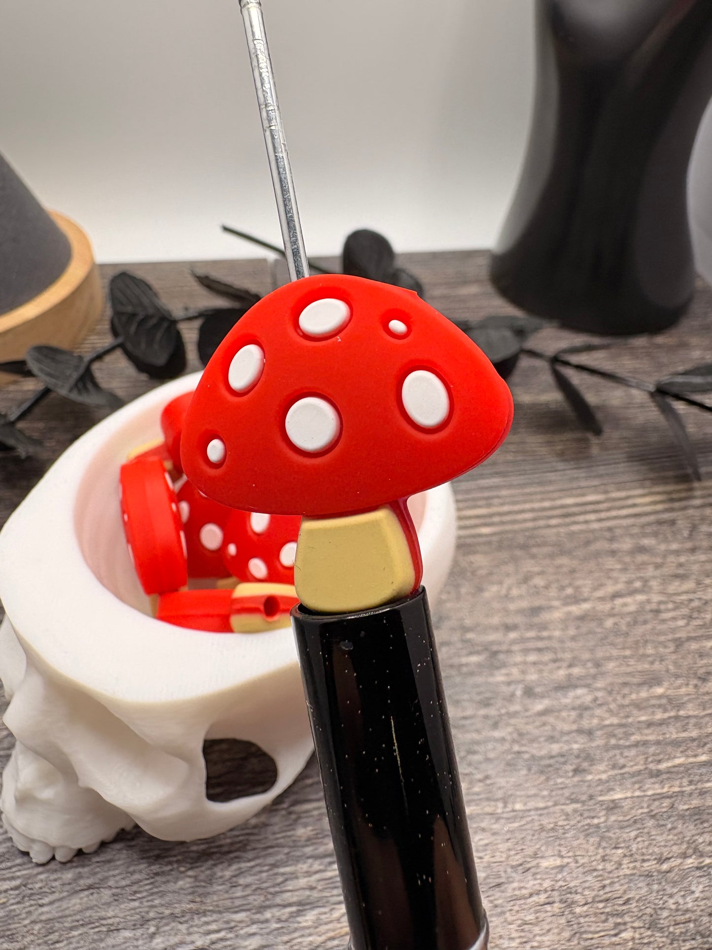 Mushroom Bead, Silicone focal, silicone bead for pens, crafting beads, supply, focal, 28.5mm