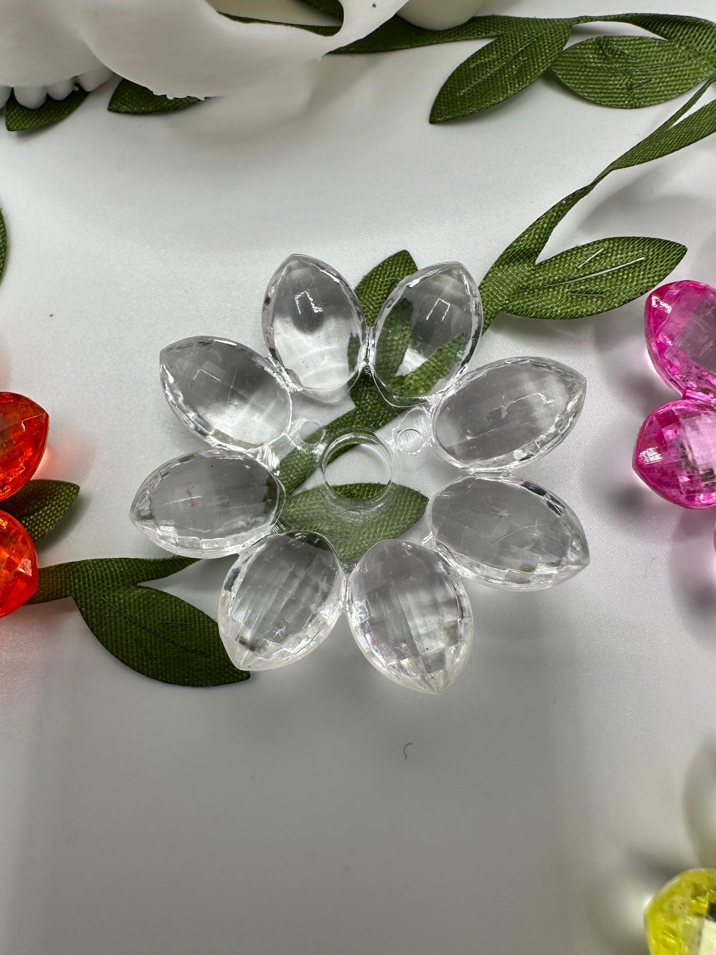 Big Flower bead, acrylic 39mm beads for pens, beading supplies, beading, 2pc flower set
