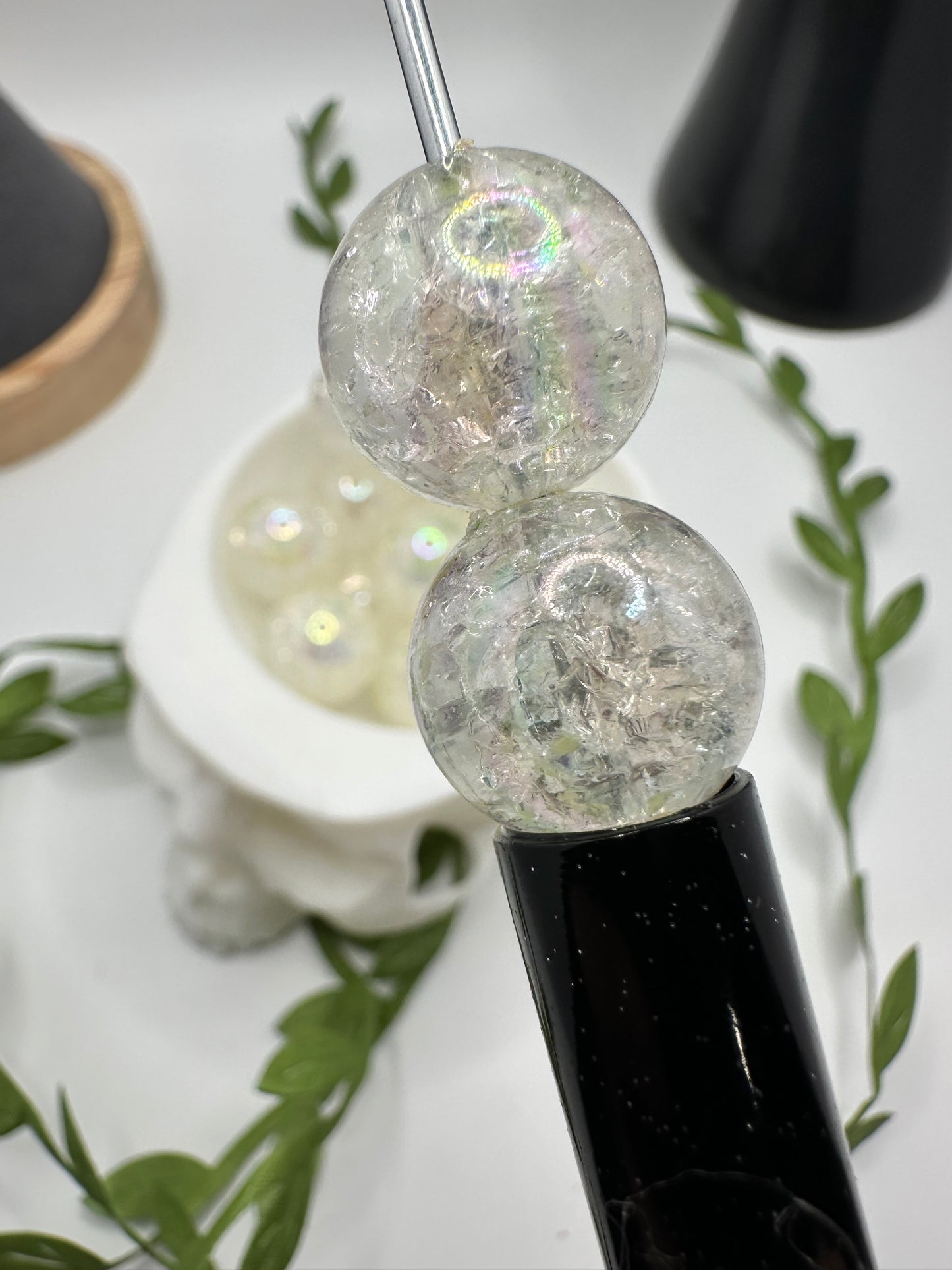 Clear Crackle bubblegum bead, acrylic 15.5mm beads for pens, beading supplies, beading, crackle