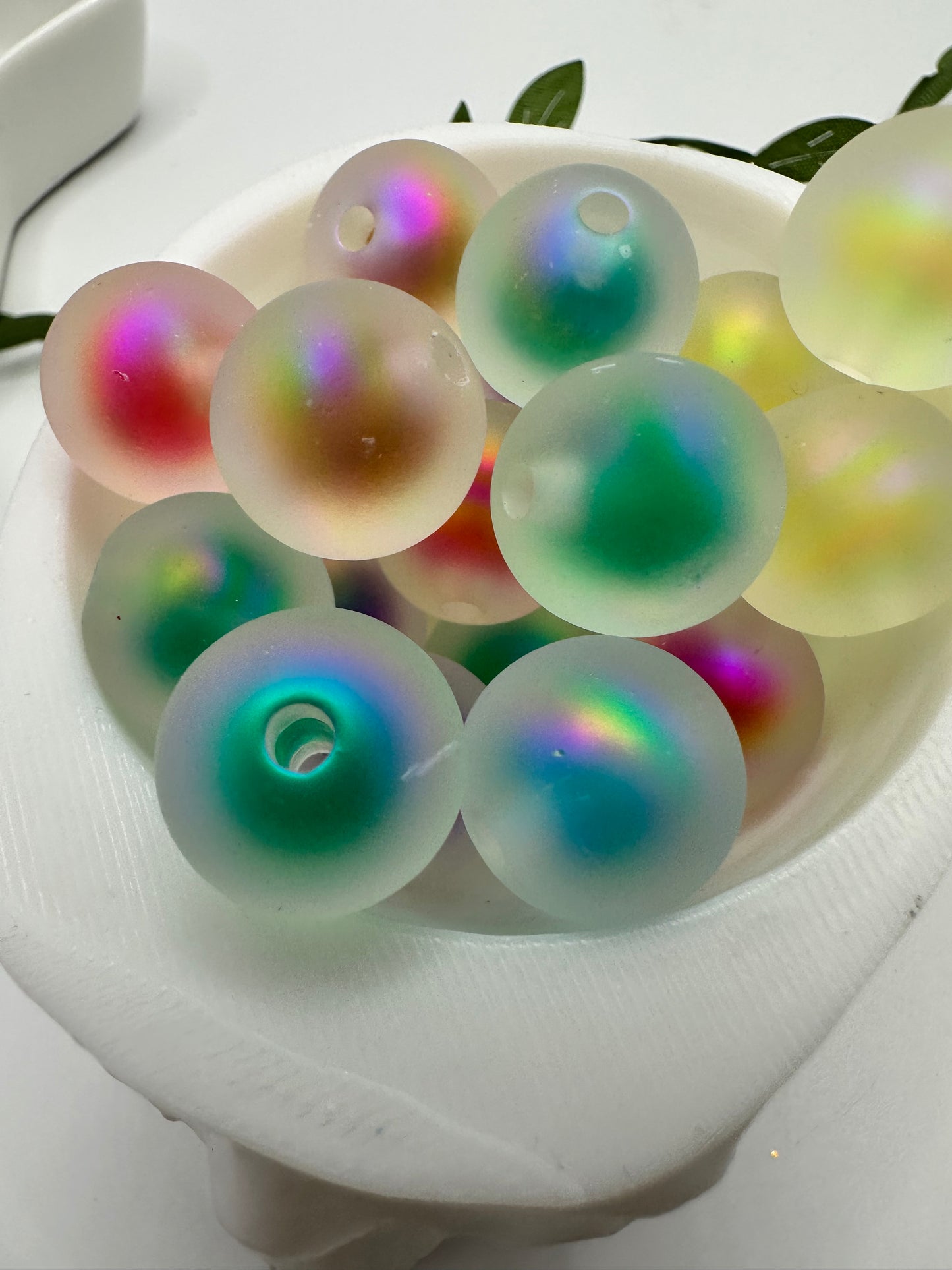 Frosted Holo multicolor bubblegum bead, acrylic 15.5mm beads for pens, beading supplies, beading, mixed rainbow