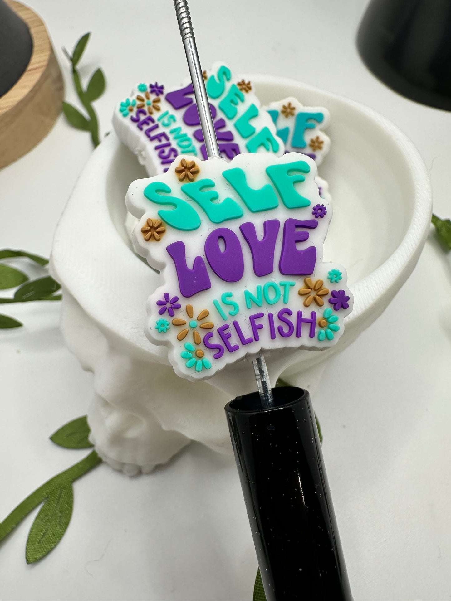 Self Love focal bead, silicone bead, silicone bead for pens, crafting beads, supplies focal, silicone supply bead 30mm