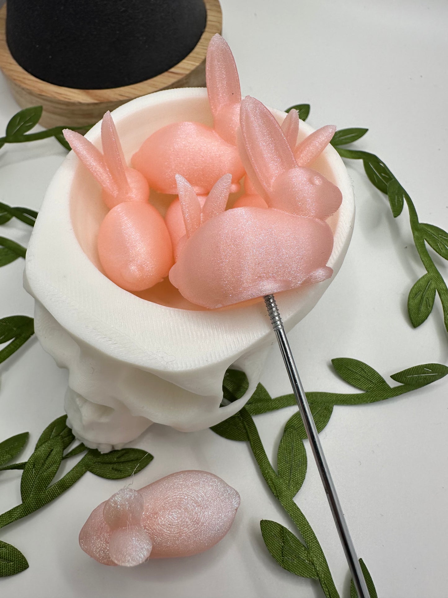 Pink bunny bead for pens, crafting beads, supplies, focal, printed supply bead, focal for beadable items, beadable, single