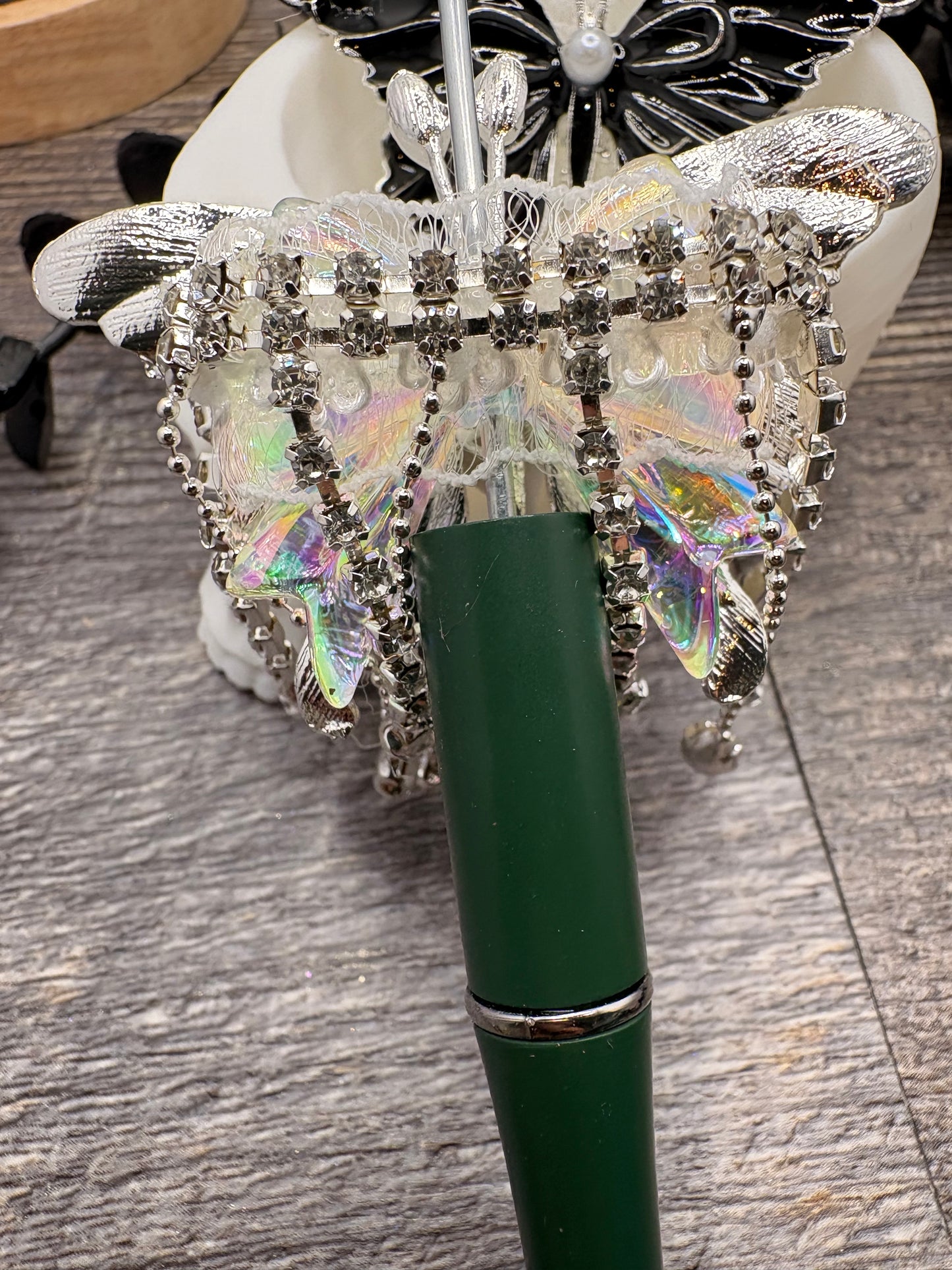 Big Butterfly Bling Focal Bead, 1pc Dangle bead 43mmx62.5mm