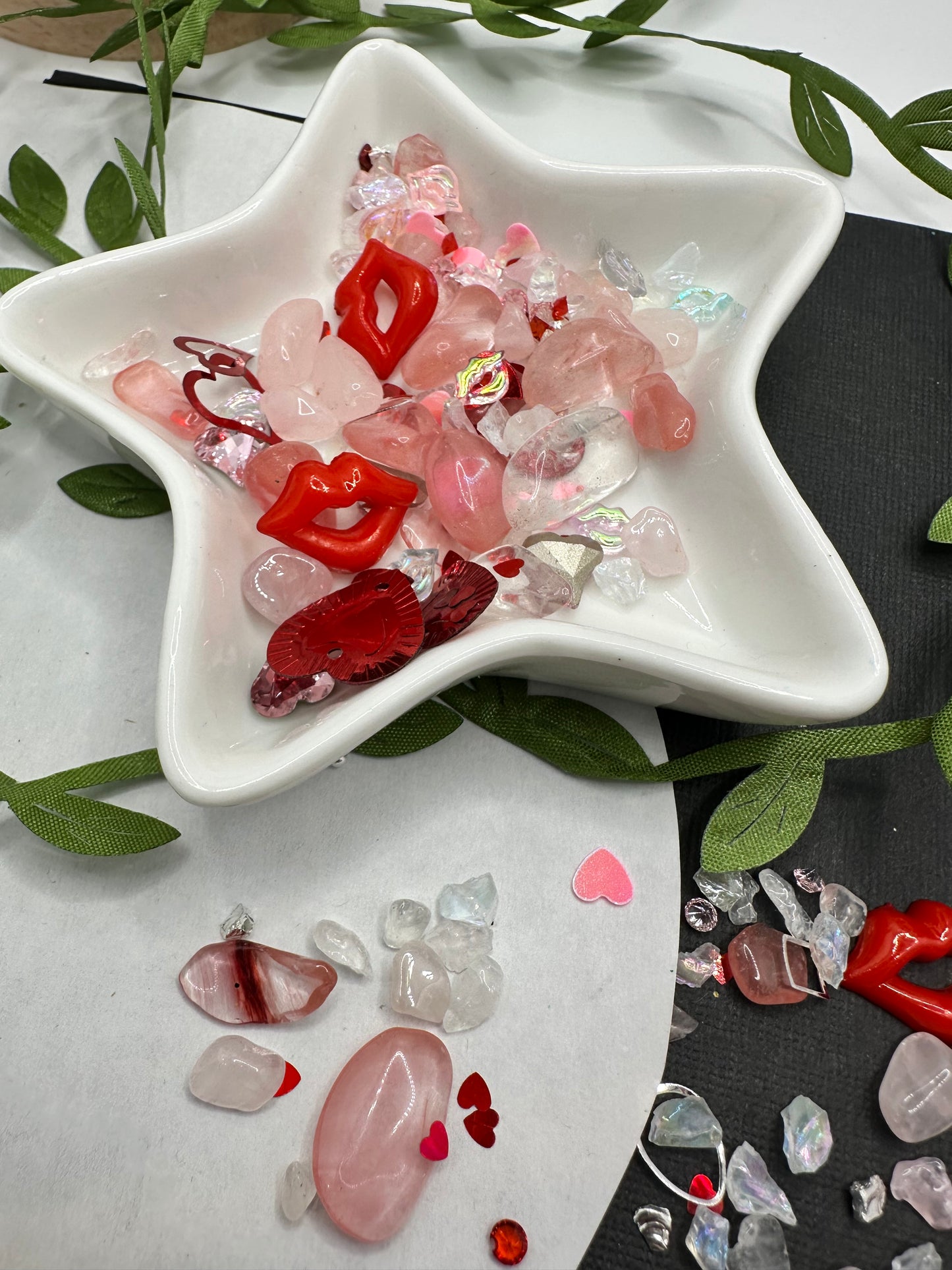 Hot Lips filler, Mixed glass chunks, holo glass, resin lips, resin supplies, shaker fillers resin crafting 1oz wt.
