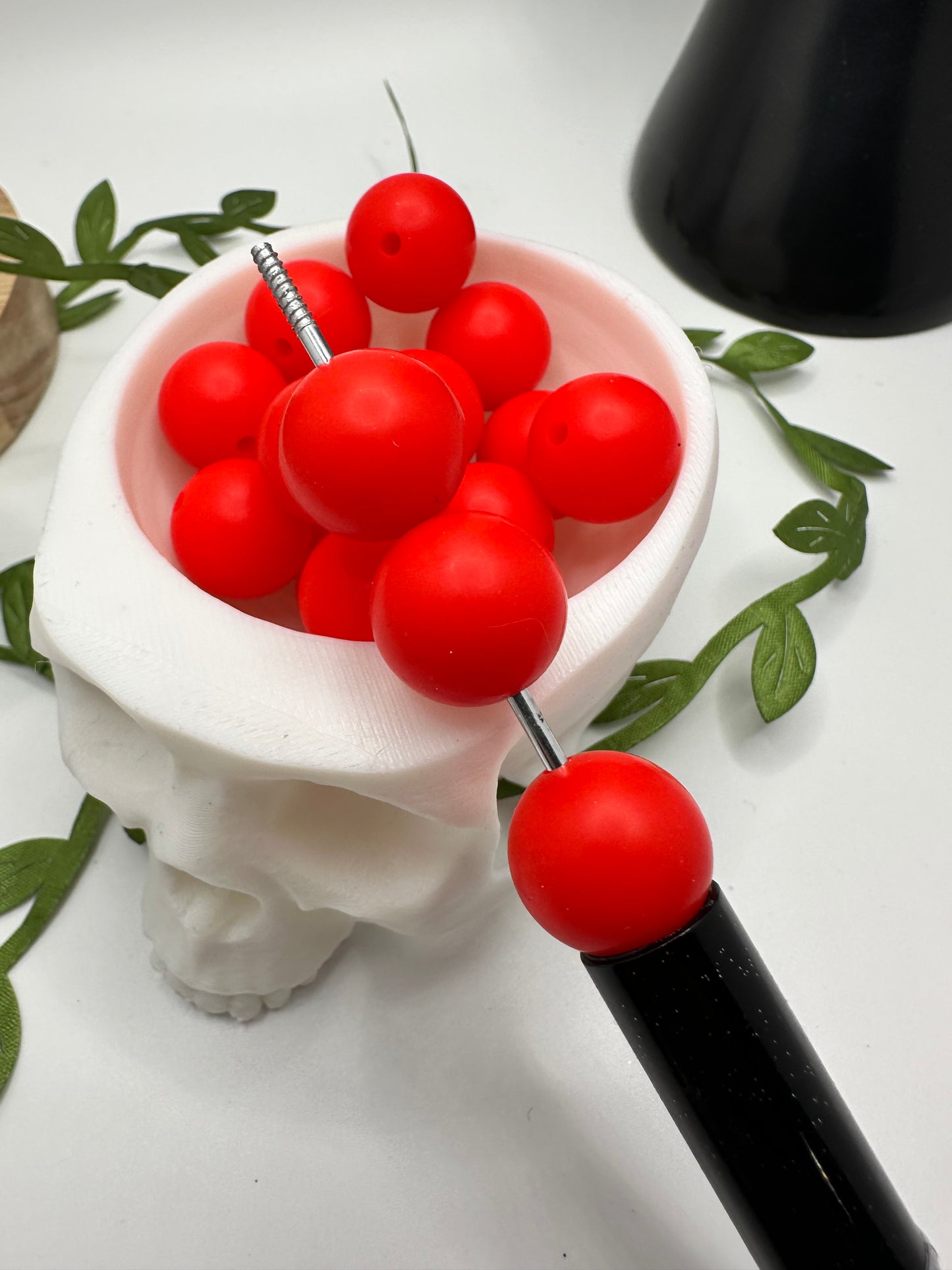 Silicone red plain bead, 15mm beads for pens, beading supplies, beading, pvc silicone beads