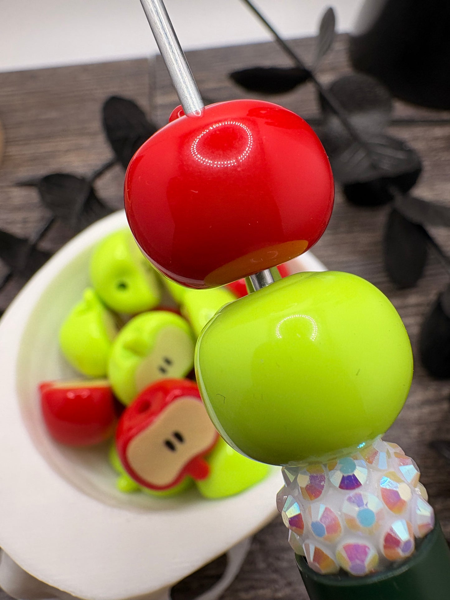 Apple Half Bead, acrylic beads for pens, beading supplies, Size 16mm, 5pc