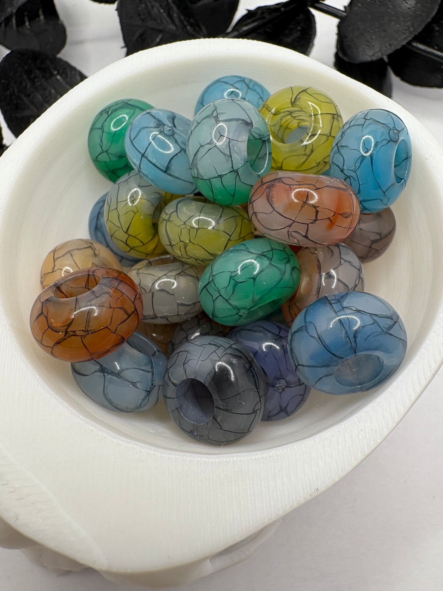 14mm Cracked Abacus acrylic spacer, beads for pens, beading supplies, beading, 5pc spacers, jewelry making