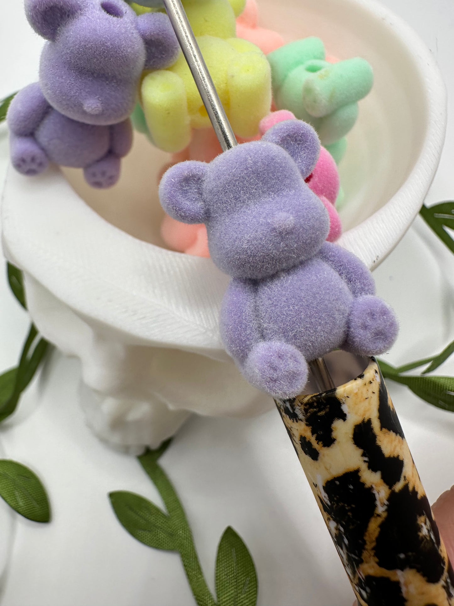 Fur Bear beads, acrylic fur beads for pens, beading supplies, beading, 1pc, 26mm