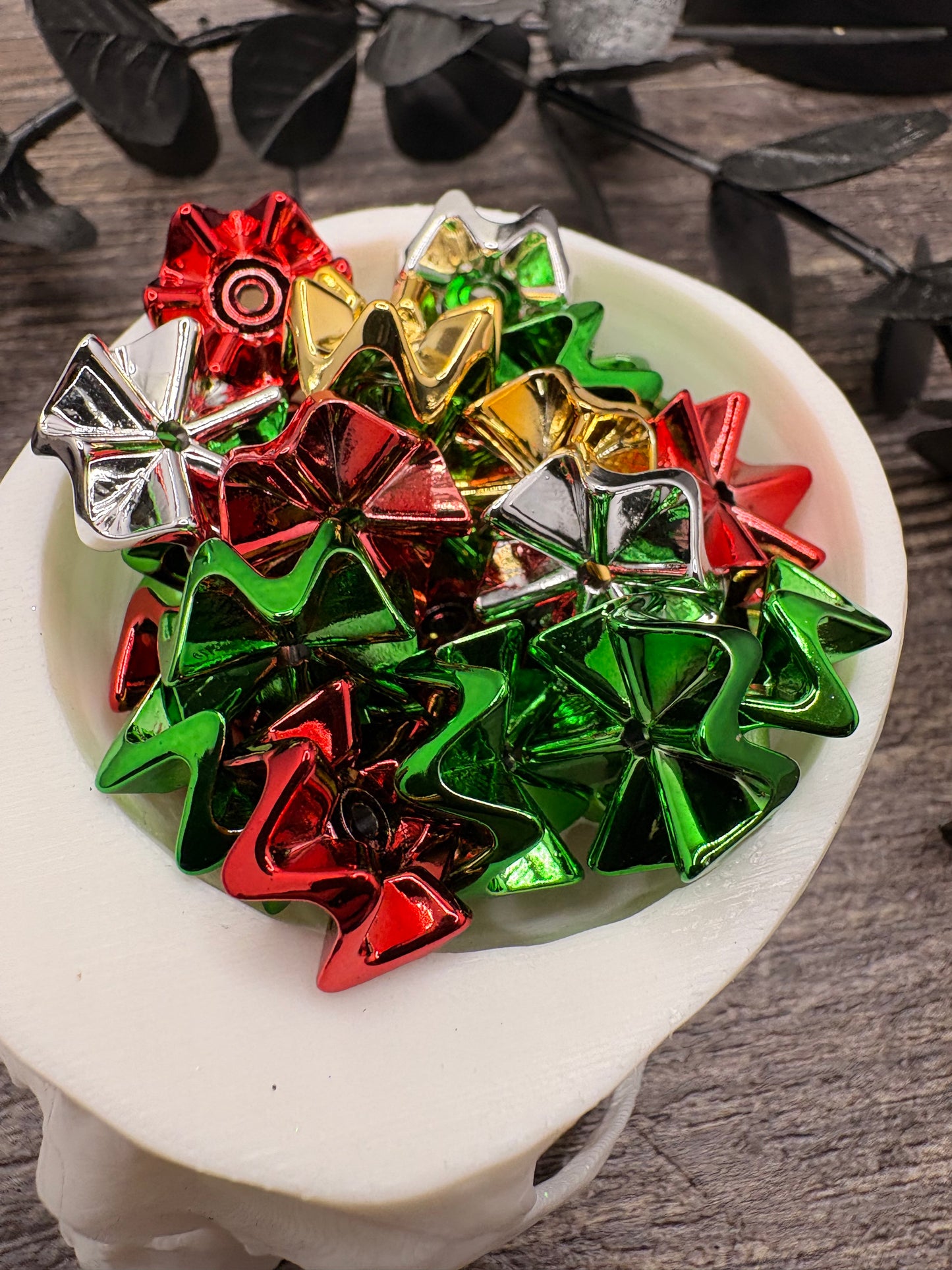 Metallic Ribbon bead spacer, 12.5mm beads for pens, beading supplies, beading, 10pc spacers