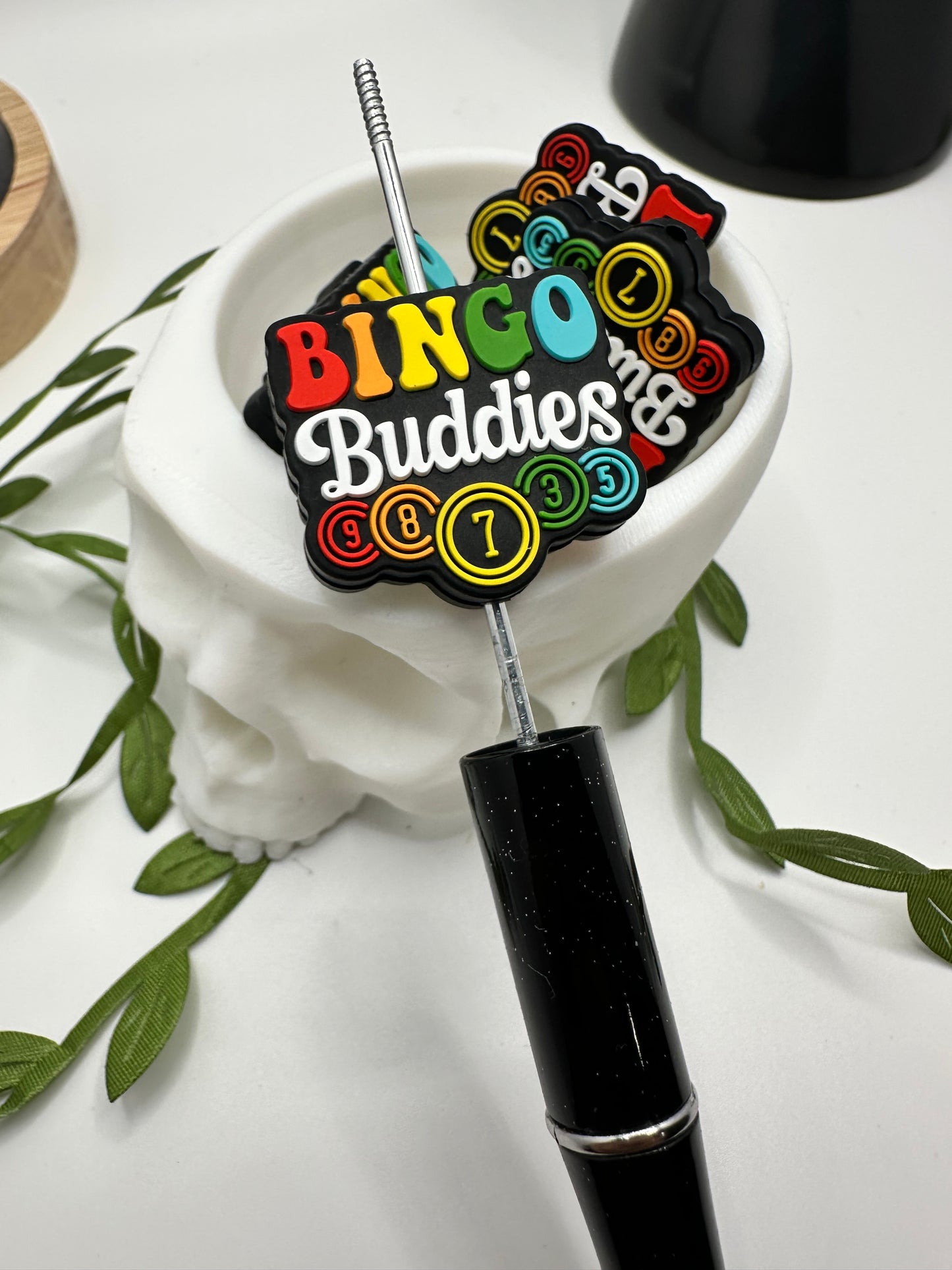 Bingo Buddies focal bead, silicone bead, silicone bead for pens, crafting beads, supplies, focal, silicone supply bead 26mm