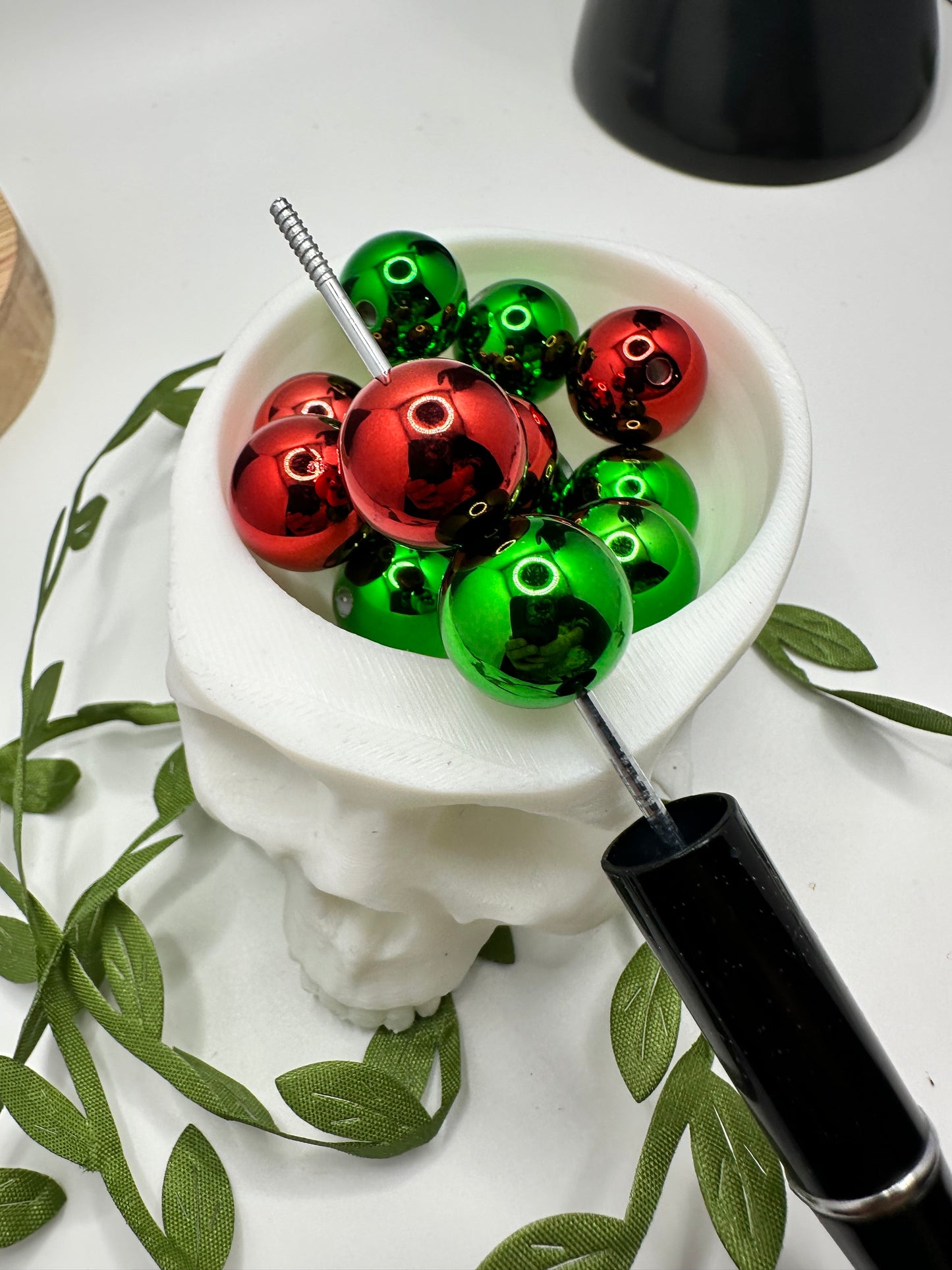 Mixed red green bubblegum bead, acrylic 15.5mm beads for pens, beading supplies, beading, xmas