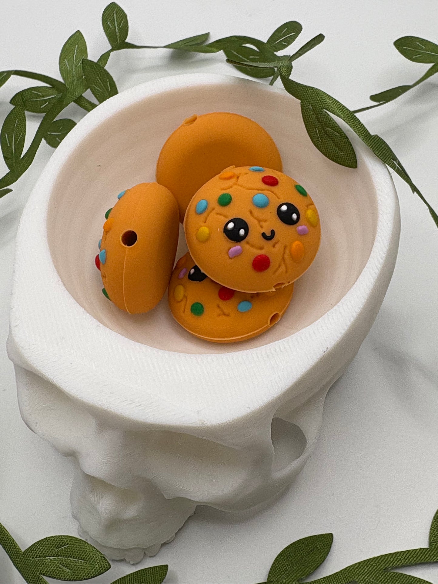 3D cookie, cute silicone bead, beads for pens, printed silicone bead, focal bead, 24mm, 1pc